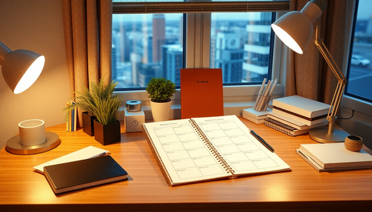 planner on desk in dorm