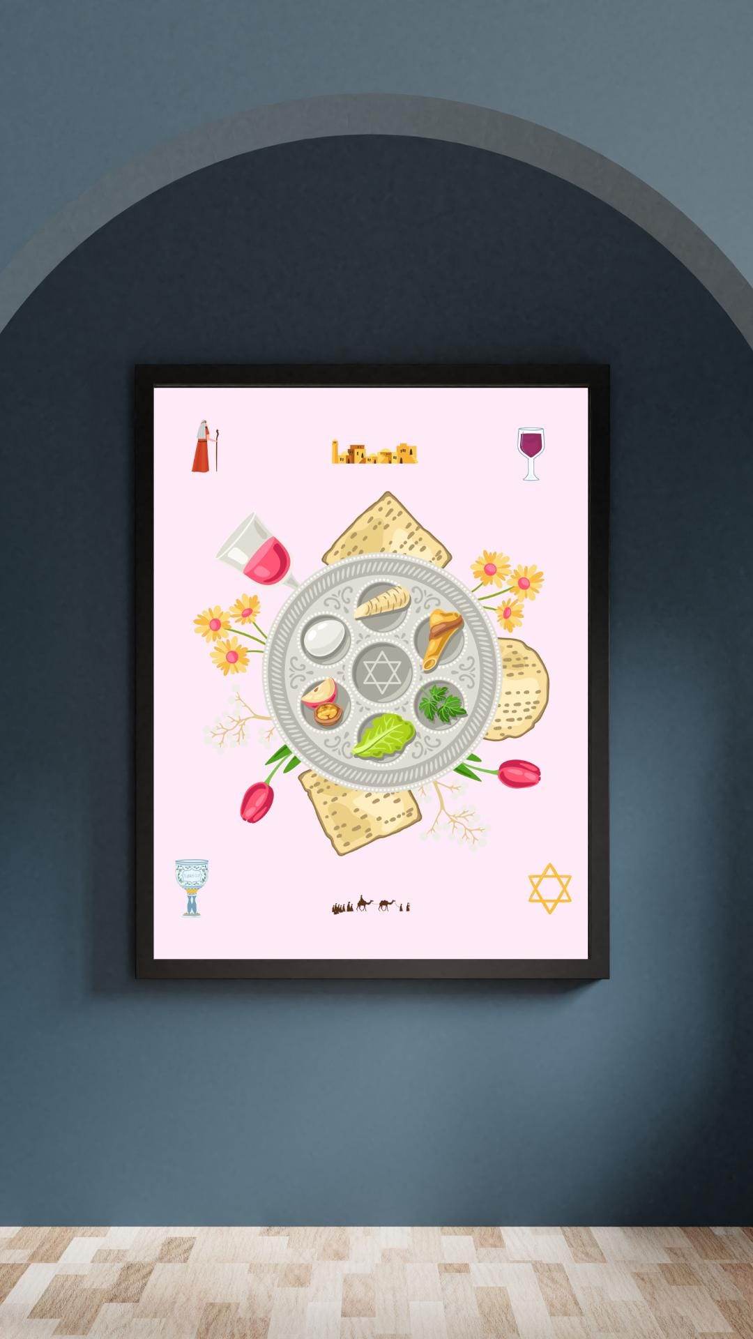 Passover Seder Plate Art Print | Digital Download Digital product 69a624fe-il_fullxfull.6531615194_ndgm My Store