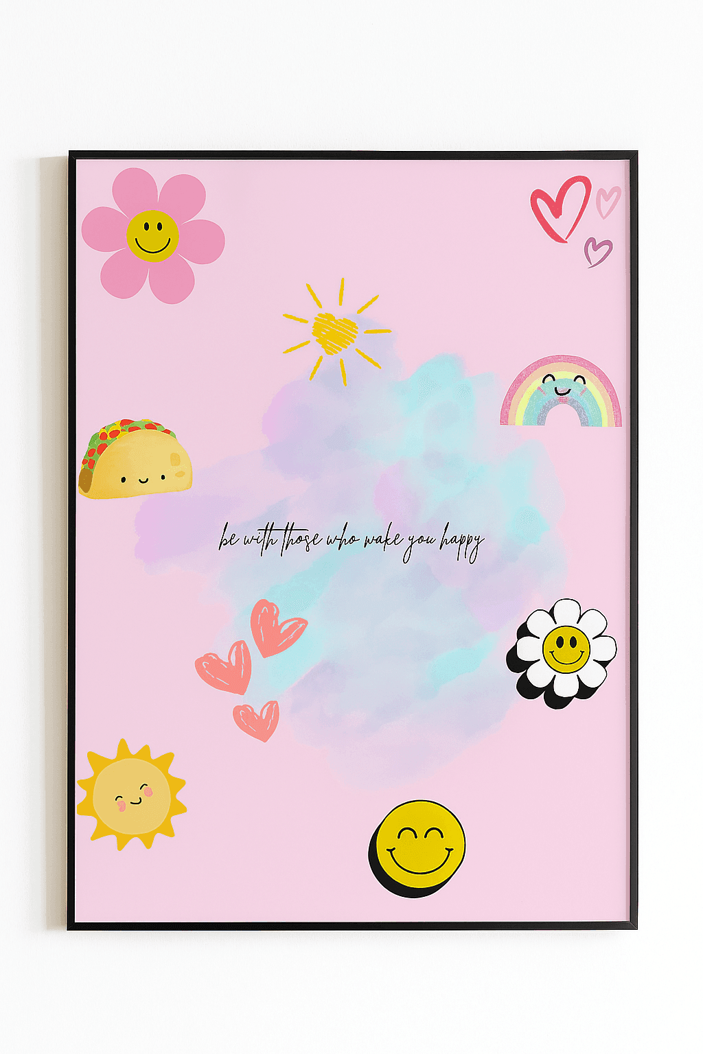 Aesthetic Inspirational Quote Print Digital Poster Digital product aesthetic-inspirational-quote-print-pink-background-rainbow-sun My Store