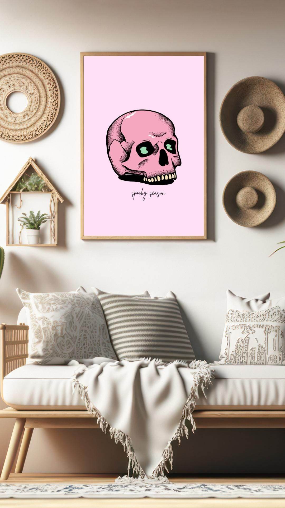 Aesthetic Skull Printable Download - Digital Art Digital product aesthetic-skull-printable-download-pink-skull-wall-framed-livingroom My Store
