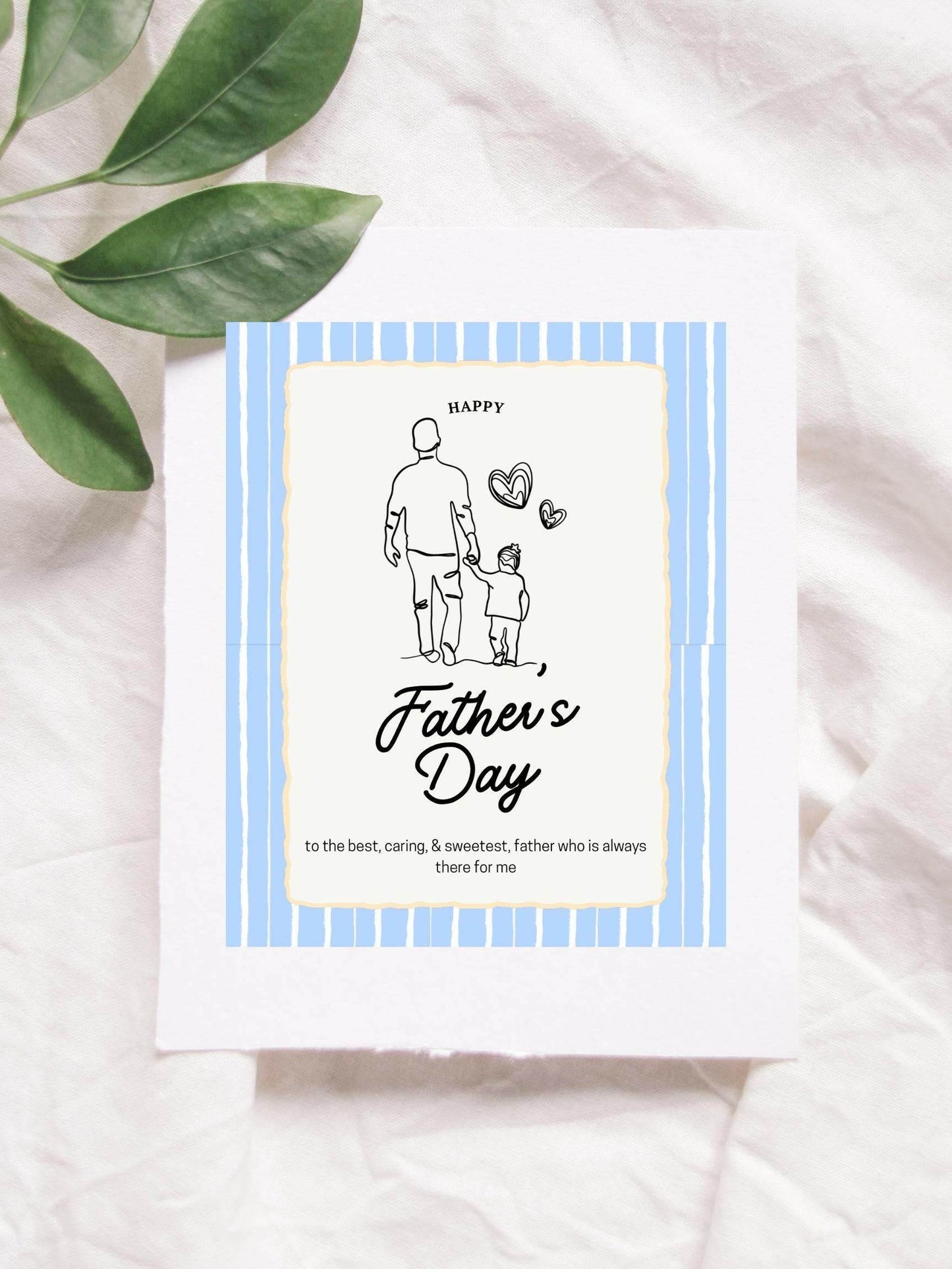 Best Dad Digital Greeting Card - Father's Day Digital product best-dad-digital-greeting-card-blue-striped-on-white-fabric My Store