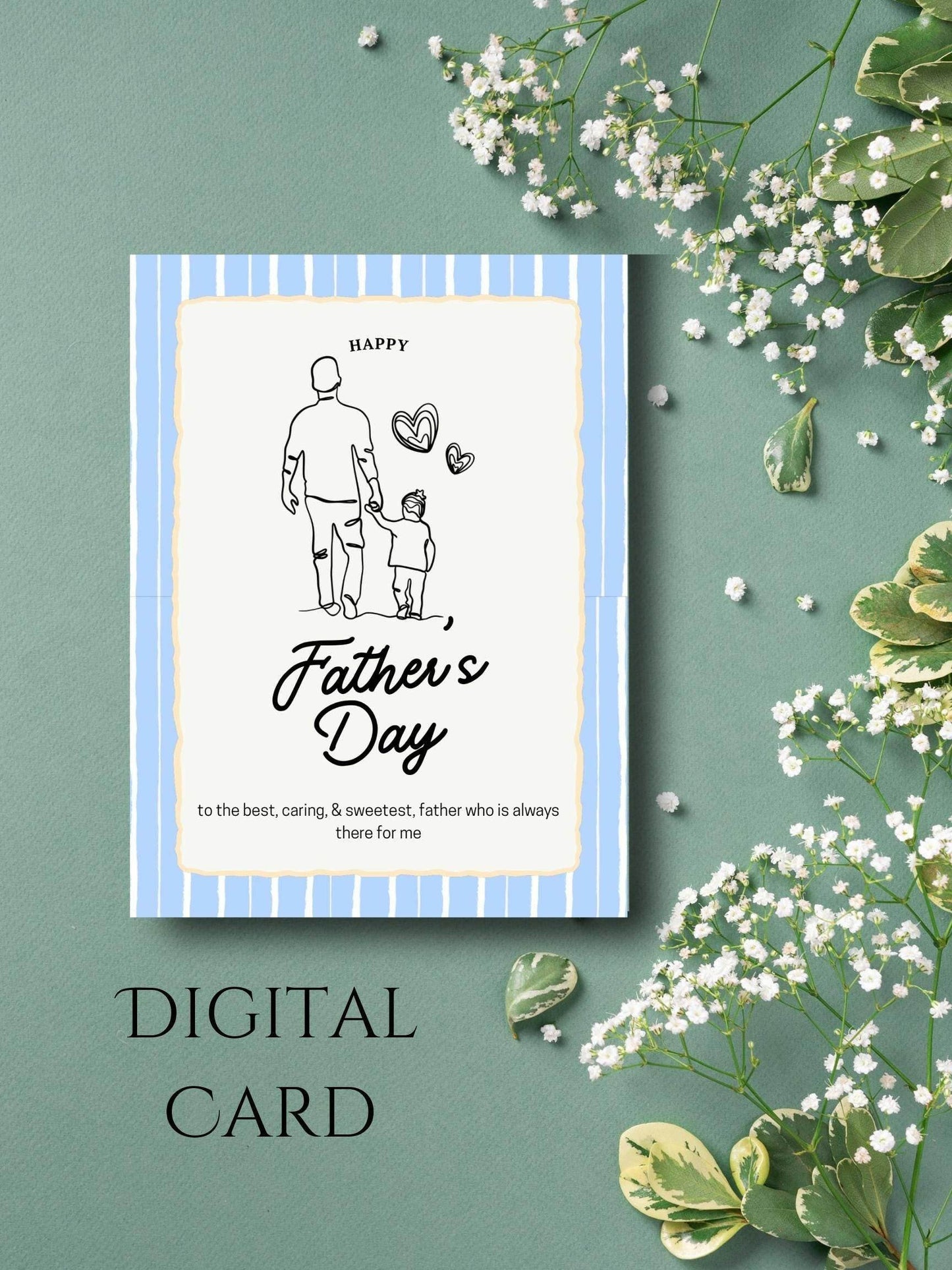 Best Dad Digital Greeting Card - Father's Day Digital product best-dad-digital-greeting-card-fathers-day-blue-striped-border My Store