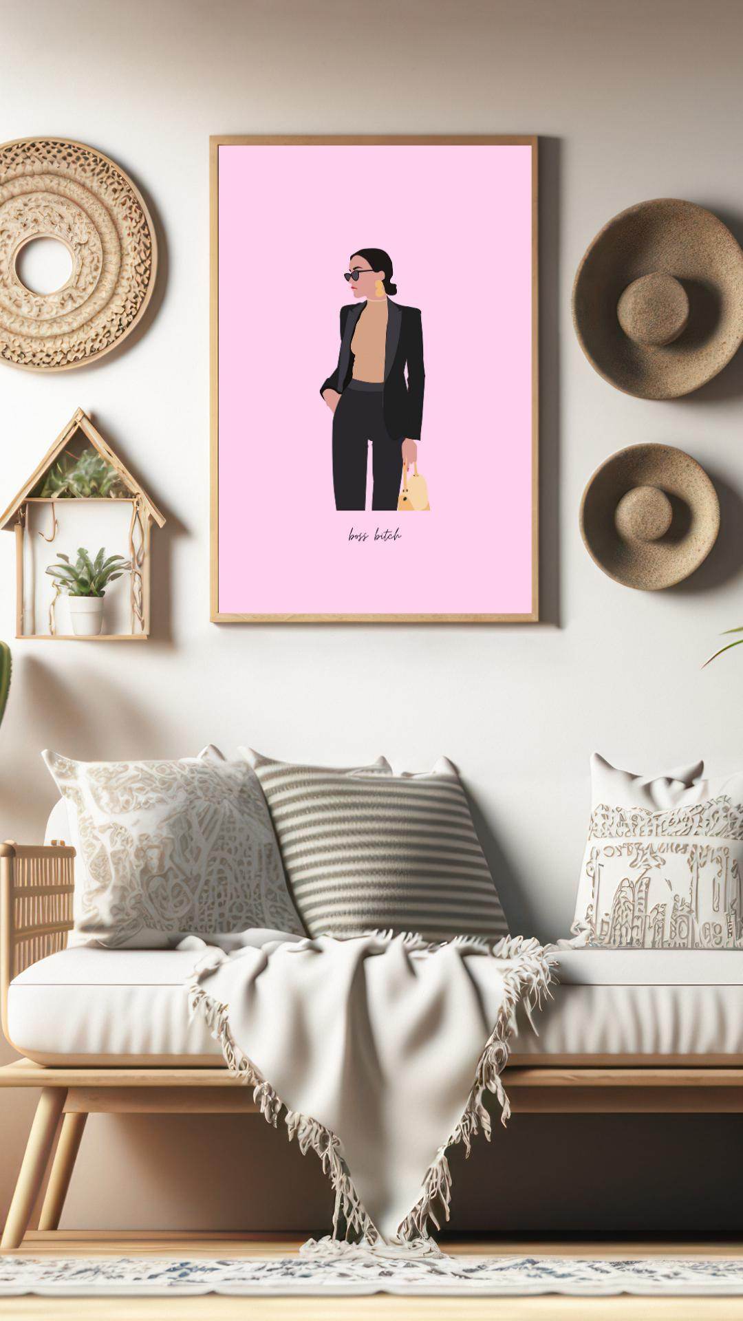 Boss Babe Wall Art Digital Download Print Digital product boss-babe-wall-art-digital-download-living-room-wall-decor My Store
