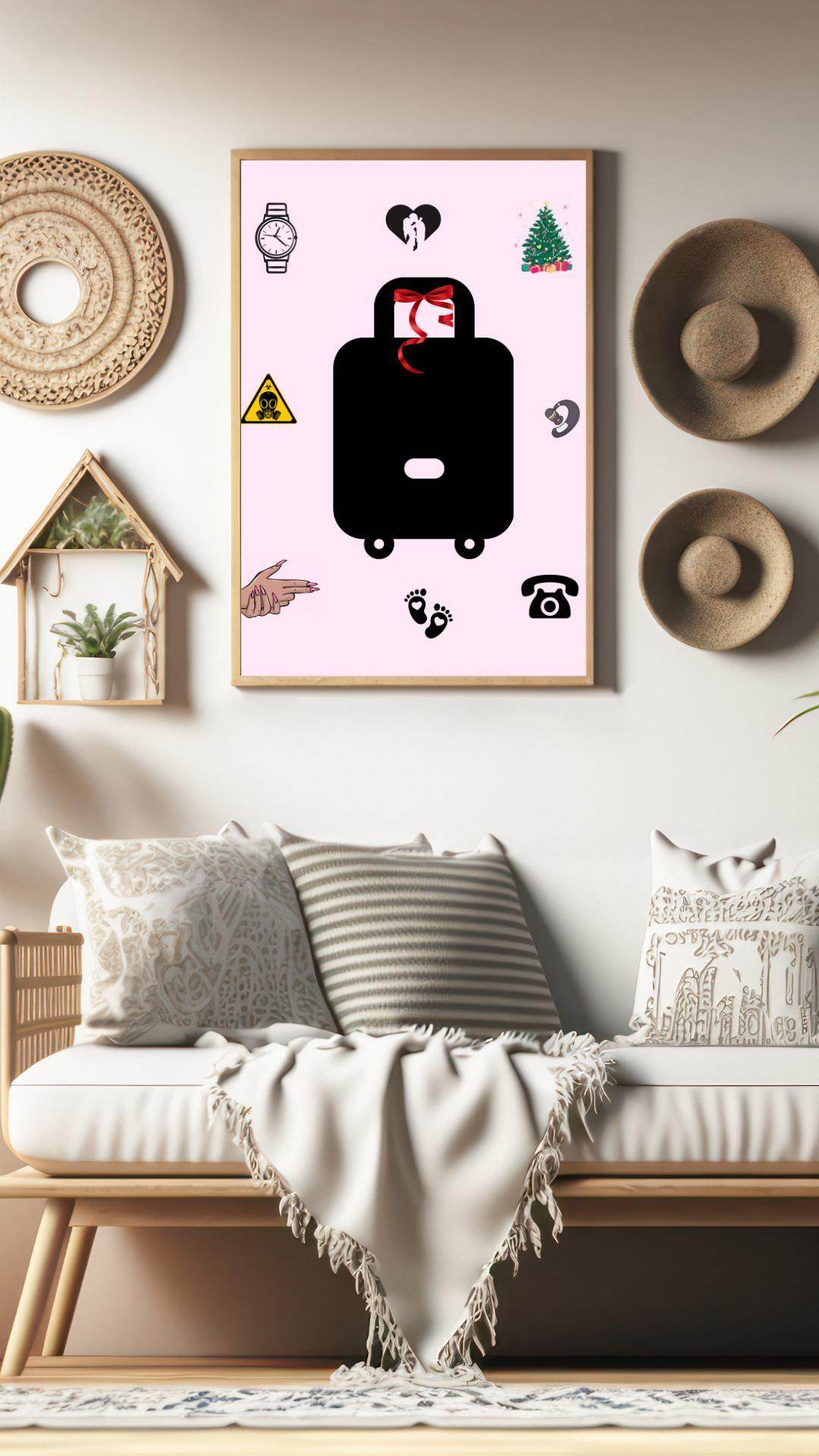 Carry-On Poster Digital Download Art Print Digital product carry-on-poster-digital-download-framed-poster-above-white-sofa My Store