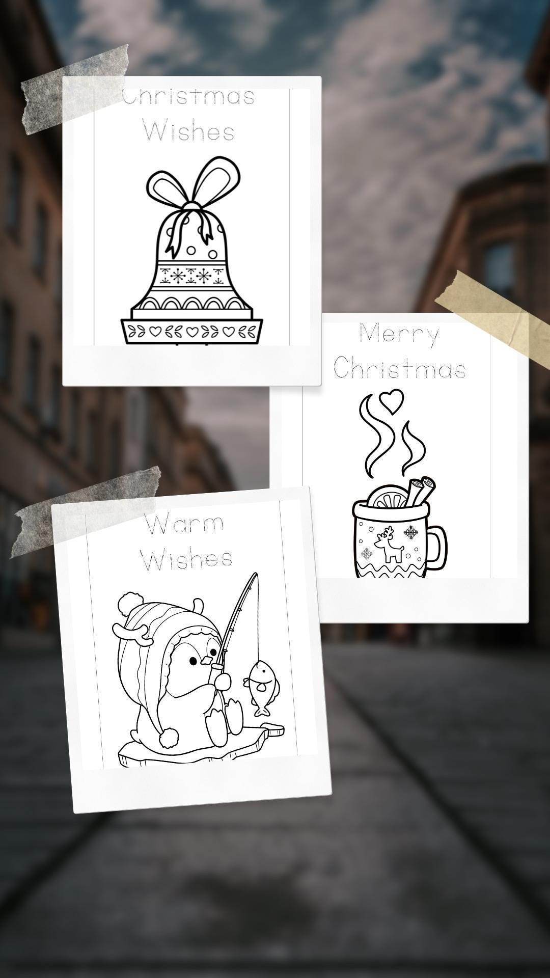 Christmas Coloring Book for Kids - Fun Holiday Digital Download Digital product christmas-coloring-book-for-kids-photo-collage-bell-mug-penguin My Store