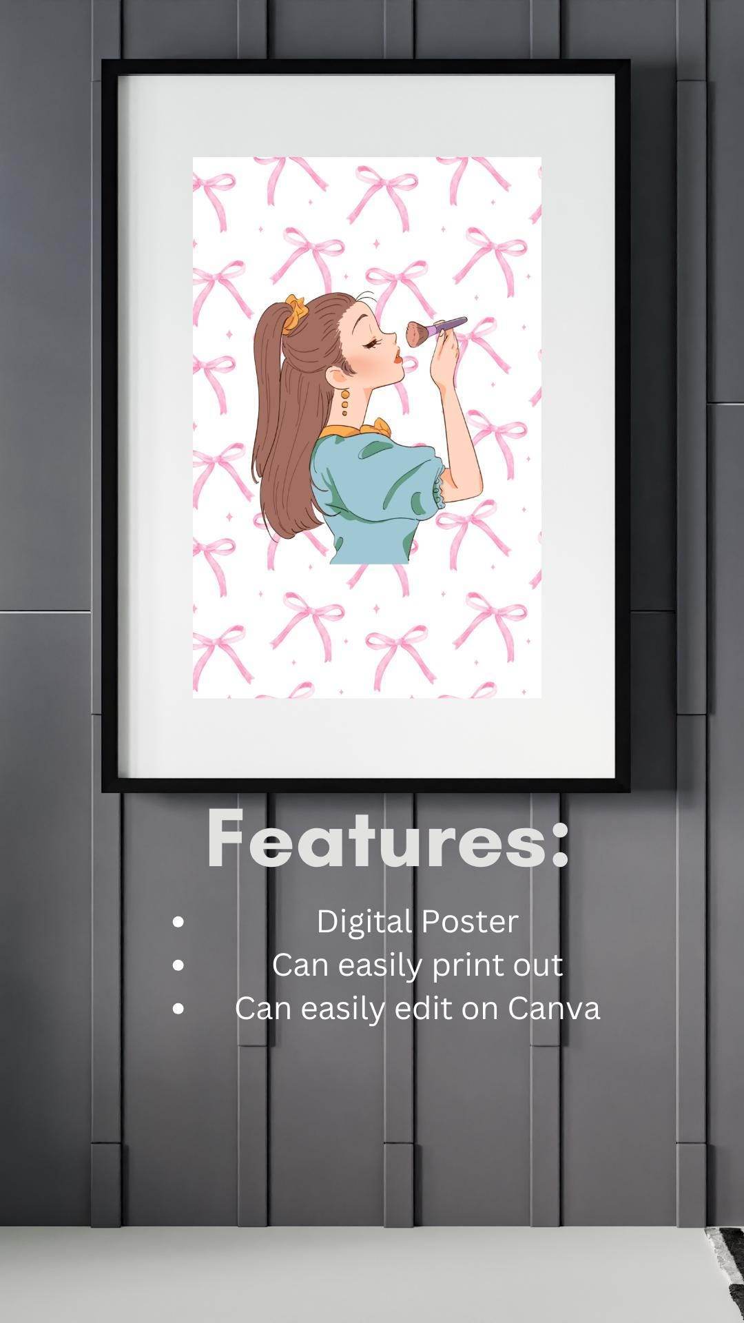 Cute Girl Makeup Wall Art Digital Download Digital product cute-girl-makeup-wall-art-digital-poster-display-white-background My Store