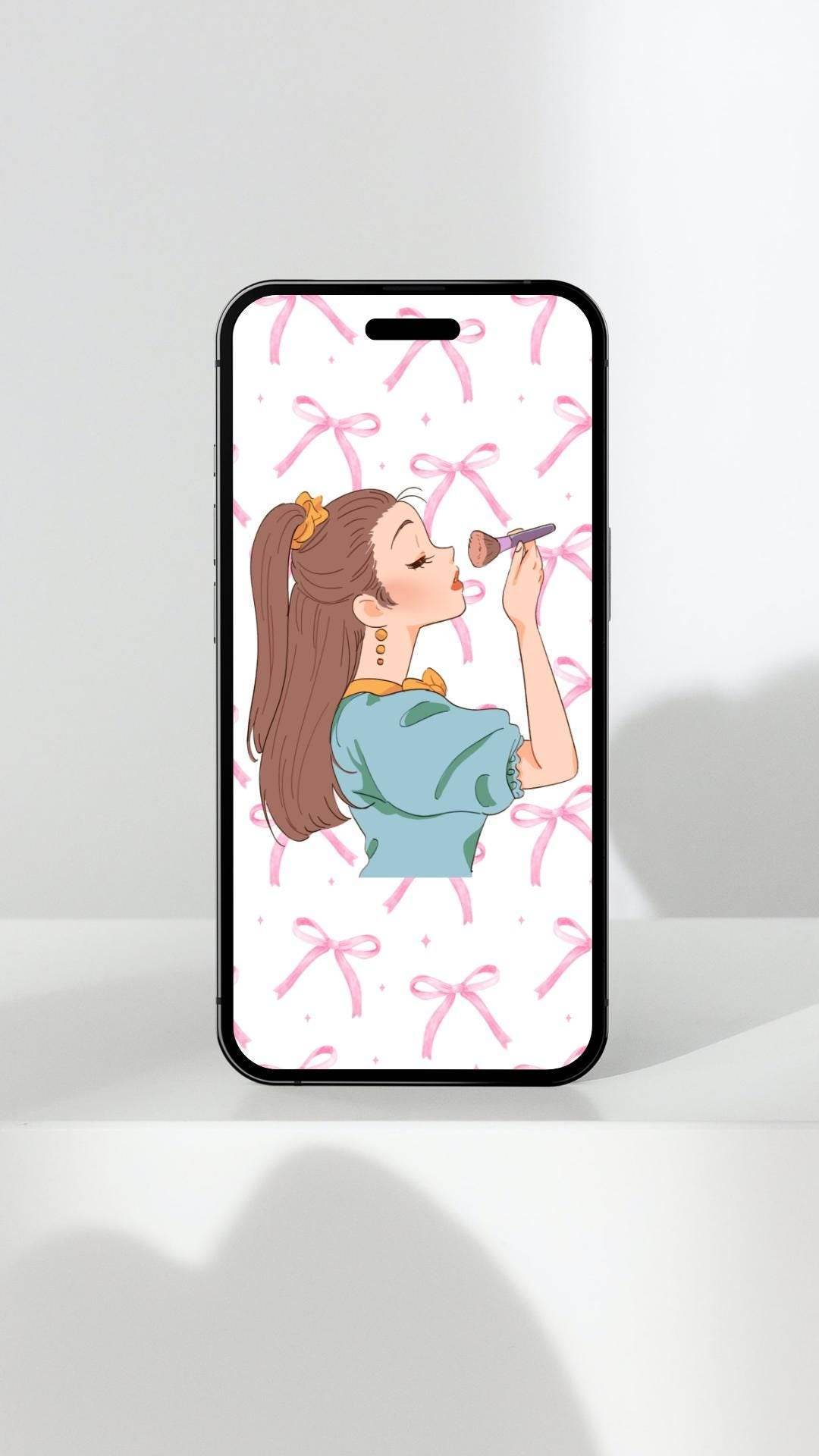 Cute Girl Makeup Wall Art Digital Download Digital product cute-girl-makeup-wall-art-mobile-phone-wallpaper-girl My Store
