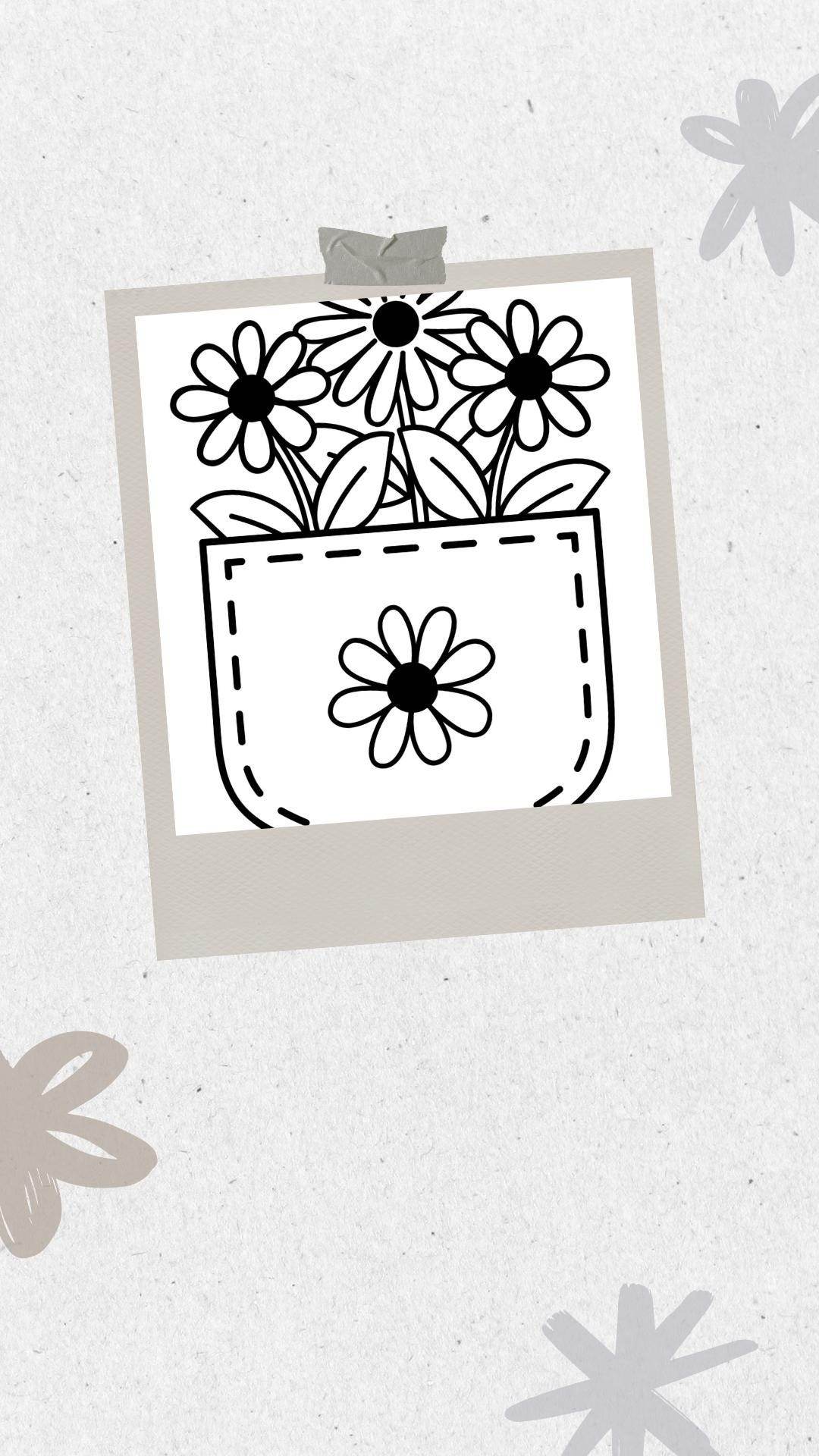 Cute Printable Coloring Book Kids Digital Download Digital product cute-printable-coloring-book-kids-flower-pocket-on-white-background My Store