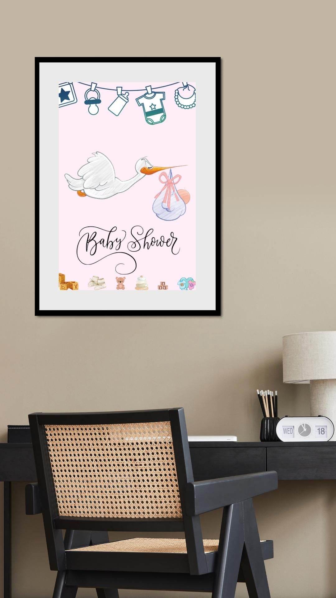 Instant Baby Shower Invitation for Girl or Boy Digital Digital product desk-area-instant-baby-shower-invitation-for-girl-or-boy-stork-picture My Store