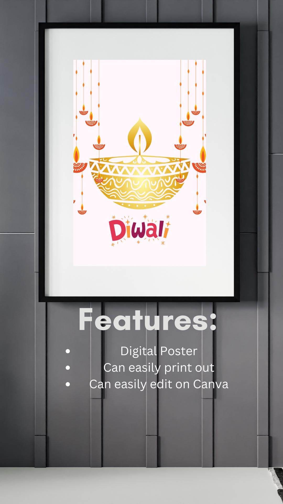 Diwali Wall Art Digital Download - Festive Decor Digital product diwali-wall-art-digital-download-digital-poster-features My Store