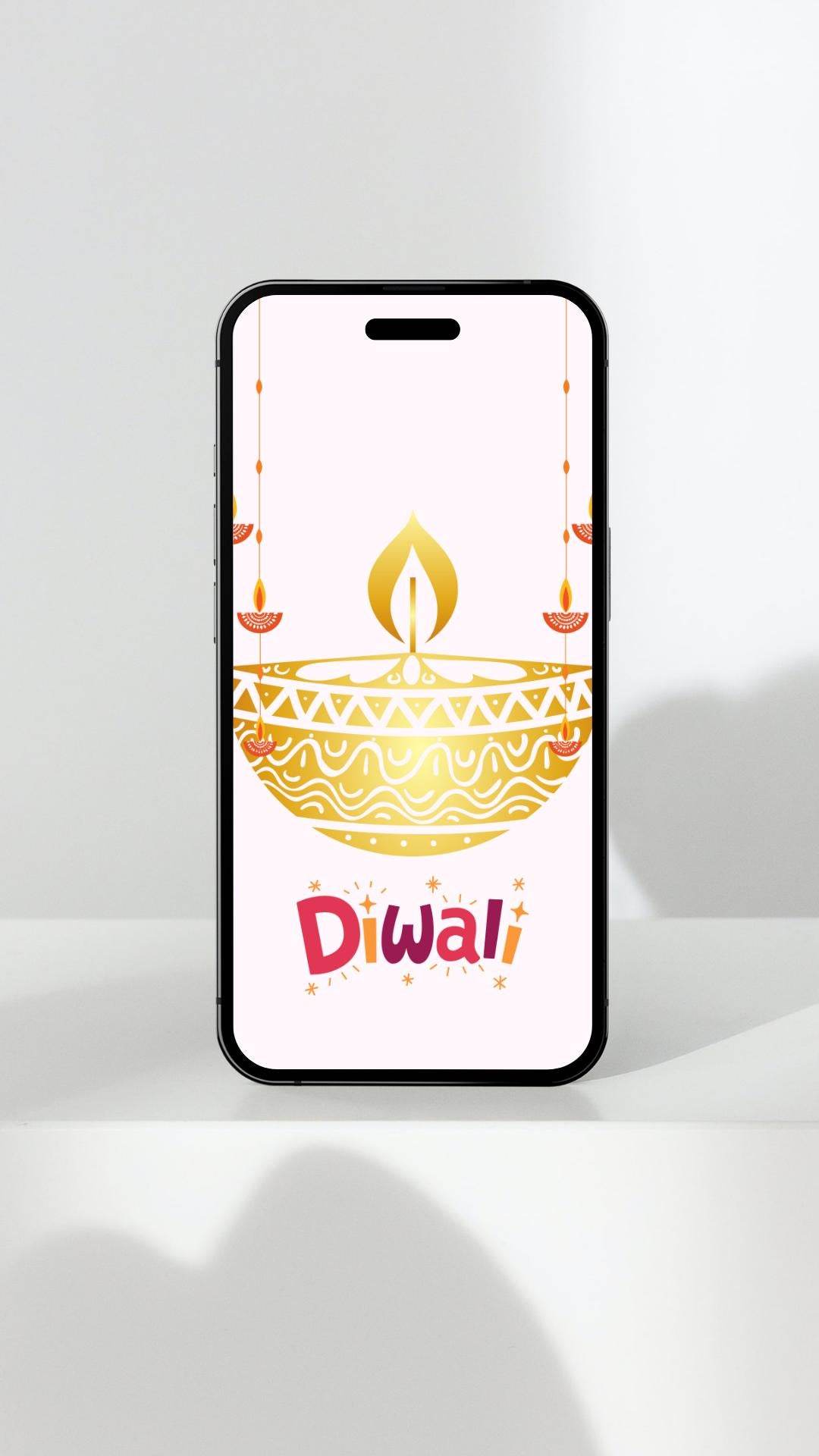 Diwali Wall Art Digital Download - Festive Decor Digital product diwali-wall-art-digital-download-diya-design-on-phone My Store