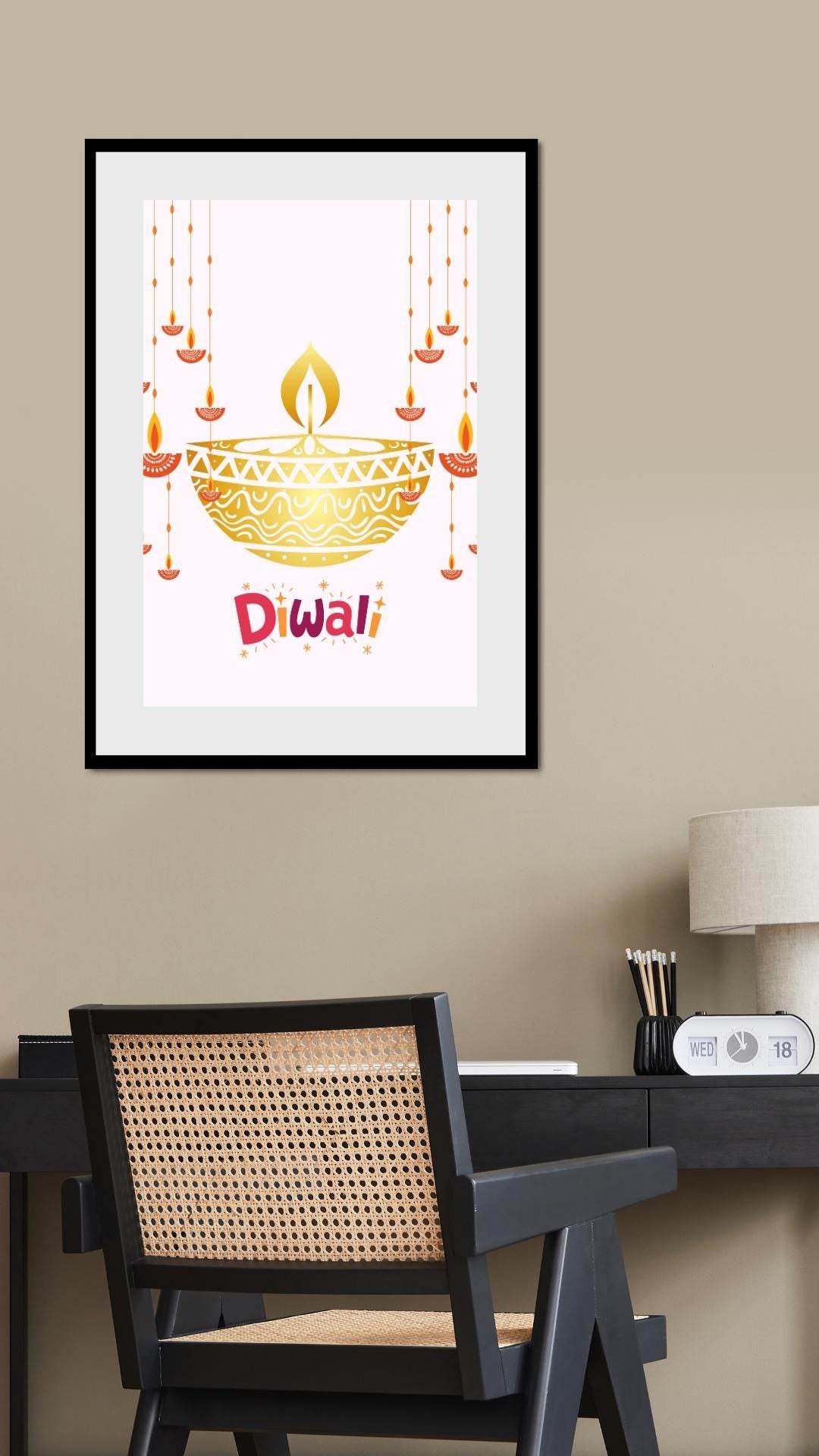 Diwali Wall Art Digital Download - Festive Decor Digital product diwali-wall-art-digital-download-diya-wall-art-office-decor My Store