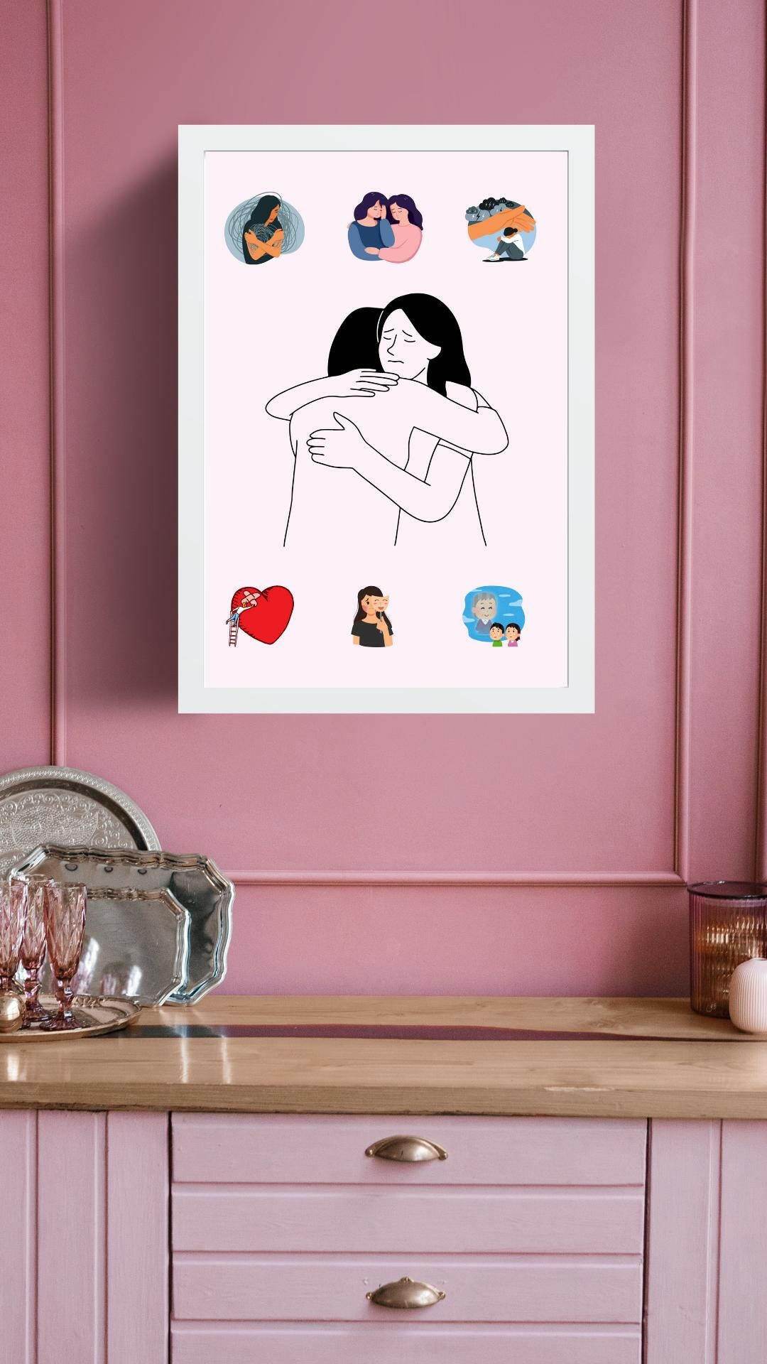 Emotional Healing Wall Art Digital Download Digital product emotional-healing-wall-art-white-frame-pink-wall-background My Store