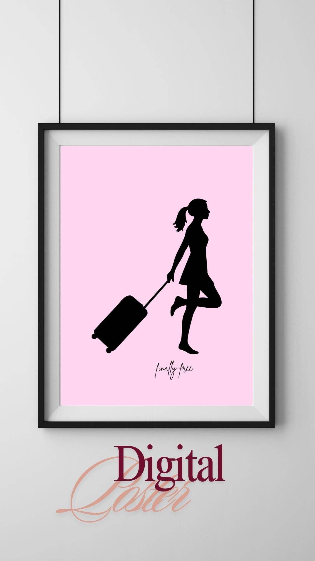 Empowering Travel Wall Art Digital Download Digital product empowering-travel-wall-art-silhouette-woman-pink-background My Store