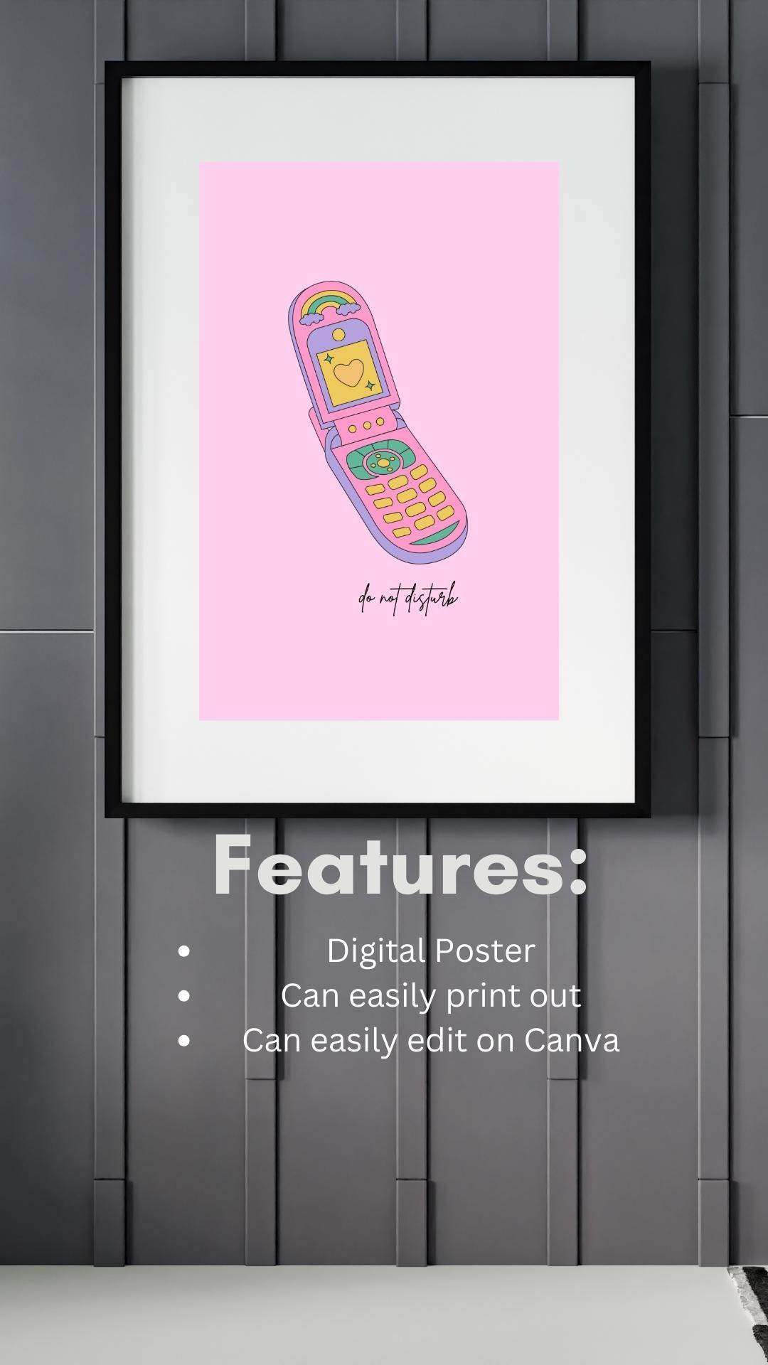 90s Nostalgia Digital Print Flip Phone Art Digital product features-list-90s-nostalgia-digital-print-digital-poster My Store