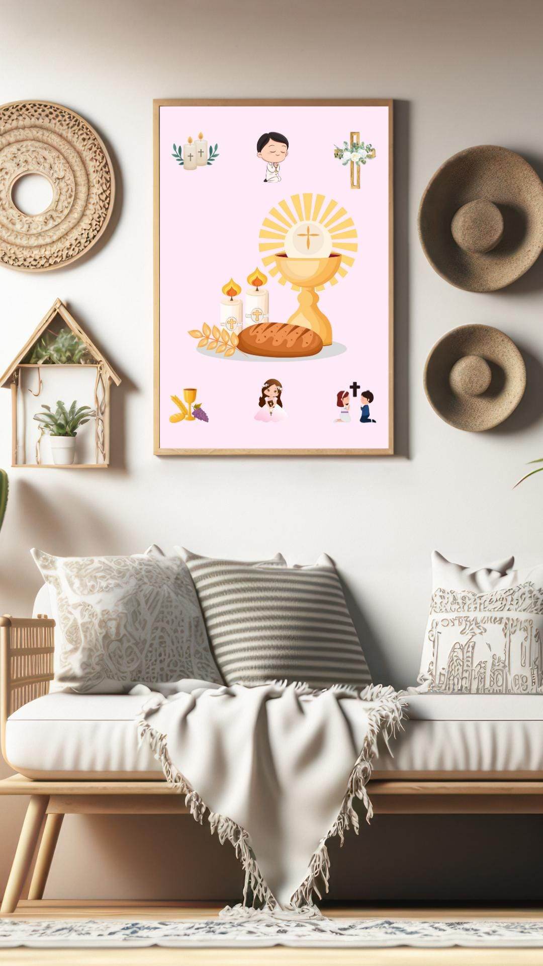 First Holy Communion Wall Art Digital Download Digital product first-holy-communion-wall-art-framed-art-above-couch-decor My Store