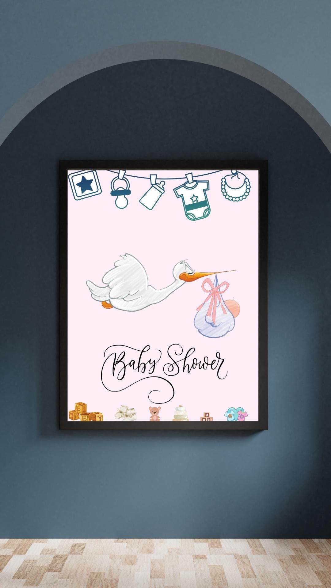 Instant Baby Shower Invitation for Girl or Boy Digital Digital product framed-instant-baby-shower-invitation-for-girl-or-boy-on-dark-wall My Store