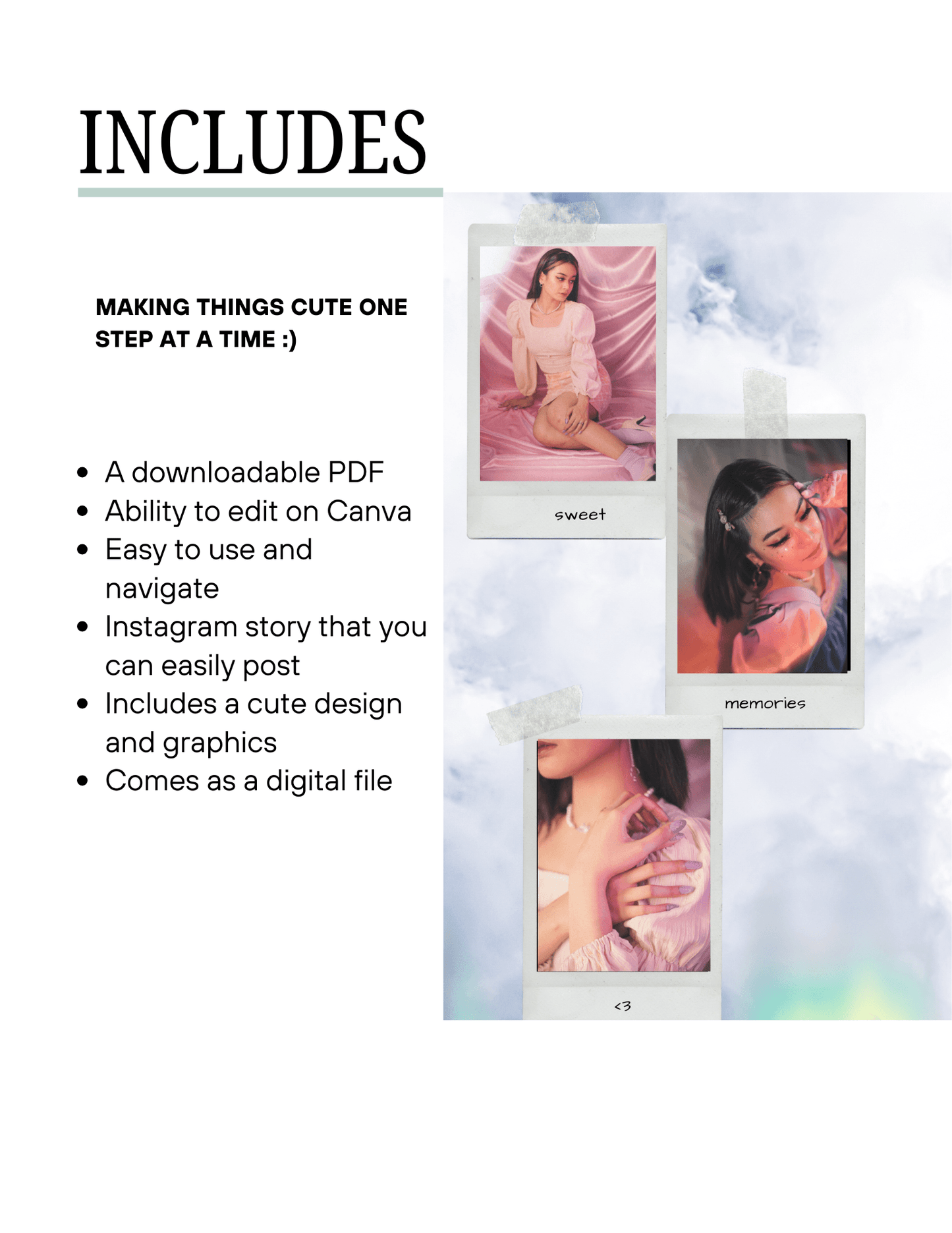 Pastel Instagram & Social Media Story Templates Digital product girly-pastel-instagram-story-templates-features-list GirlyDesignUS