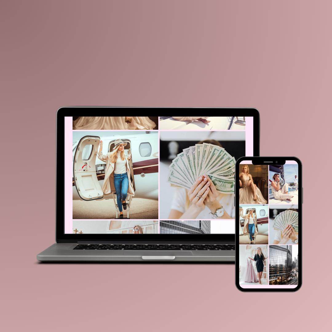 Luxury Lifestyle Wallpaper Digital Download Digital product girlydesignus-luxury-lifestyle-wallpaper-laptop-and-phone-pink-background My Store