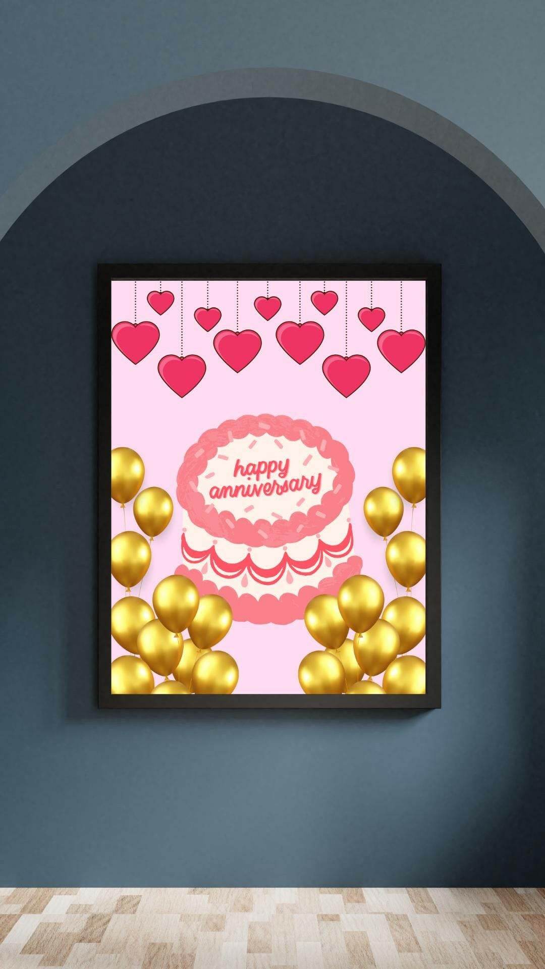 Happy Anniversary Printable Decor - Digital Download Digital product happy-anniversary-printable-decor-framed-poster-black-frame My Store