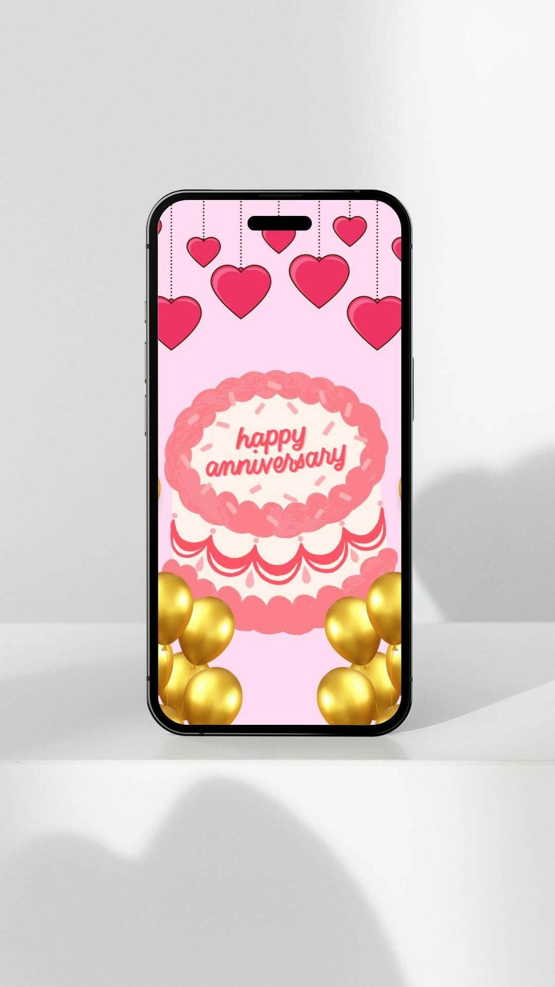 Happy Anniversary Printable Decor - Digital Download Digital product happy-anniversary-printable-decor-mobile-phone-wallpaper-design My Store