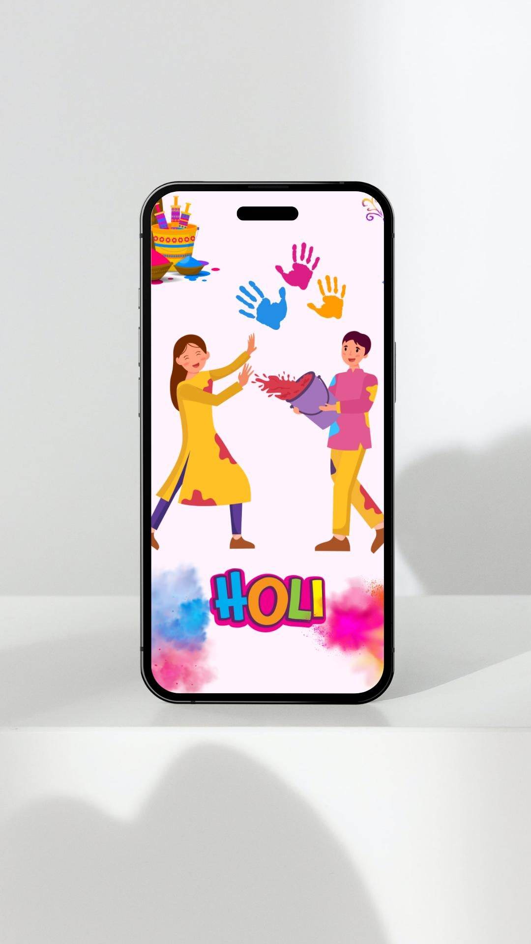 Holi Festival Digital Poster Colorful Indian Celebration Art Digital product holi-festival-digital-poster-on-smartphone-display My Store
