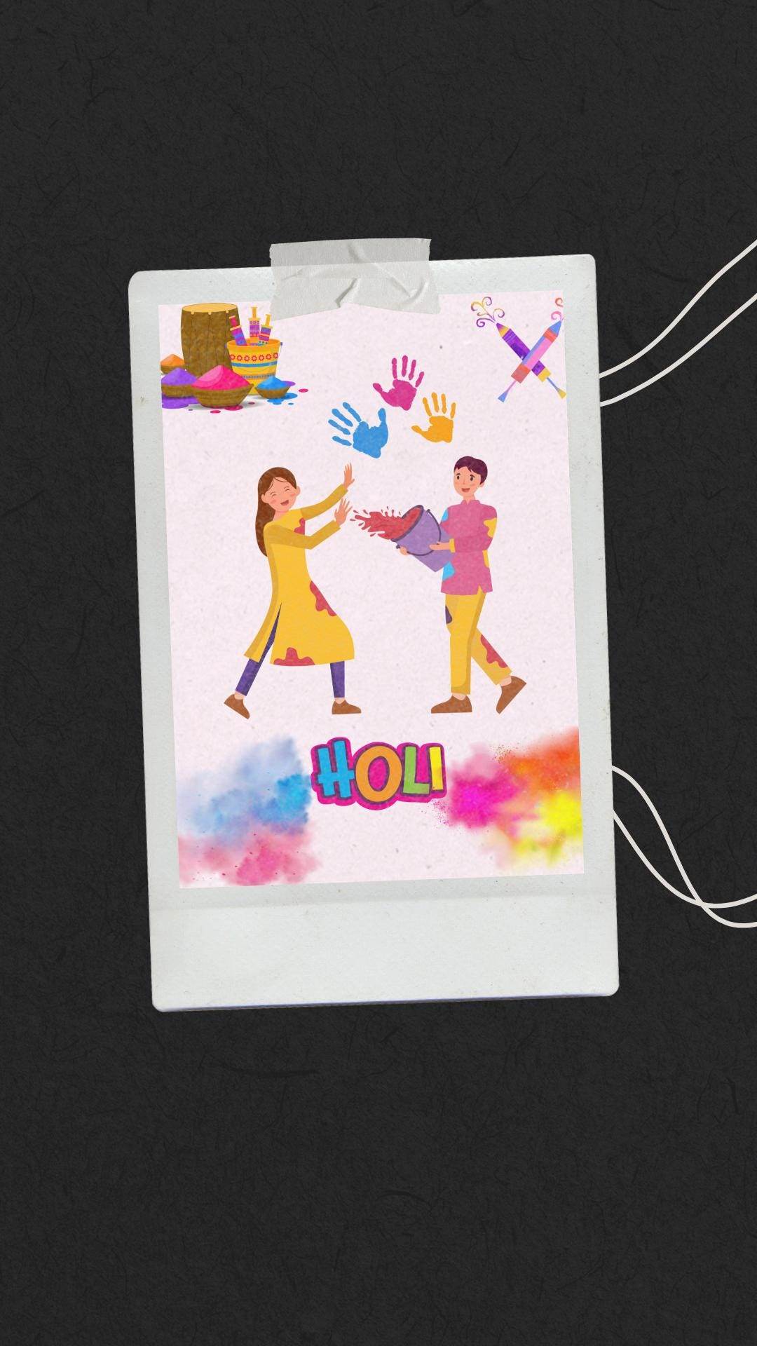 Holi Festival Digital Poster Colorful Indian Celebration Art Digital product holi-festival-digital-poster-polaroid-style-photo My Store