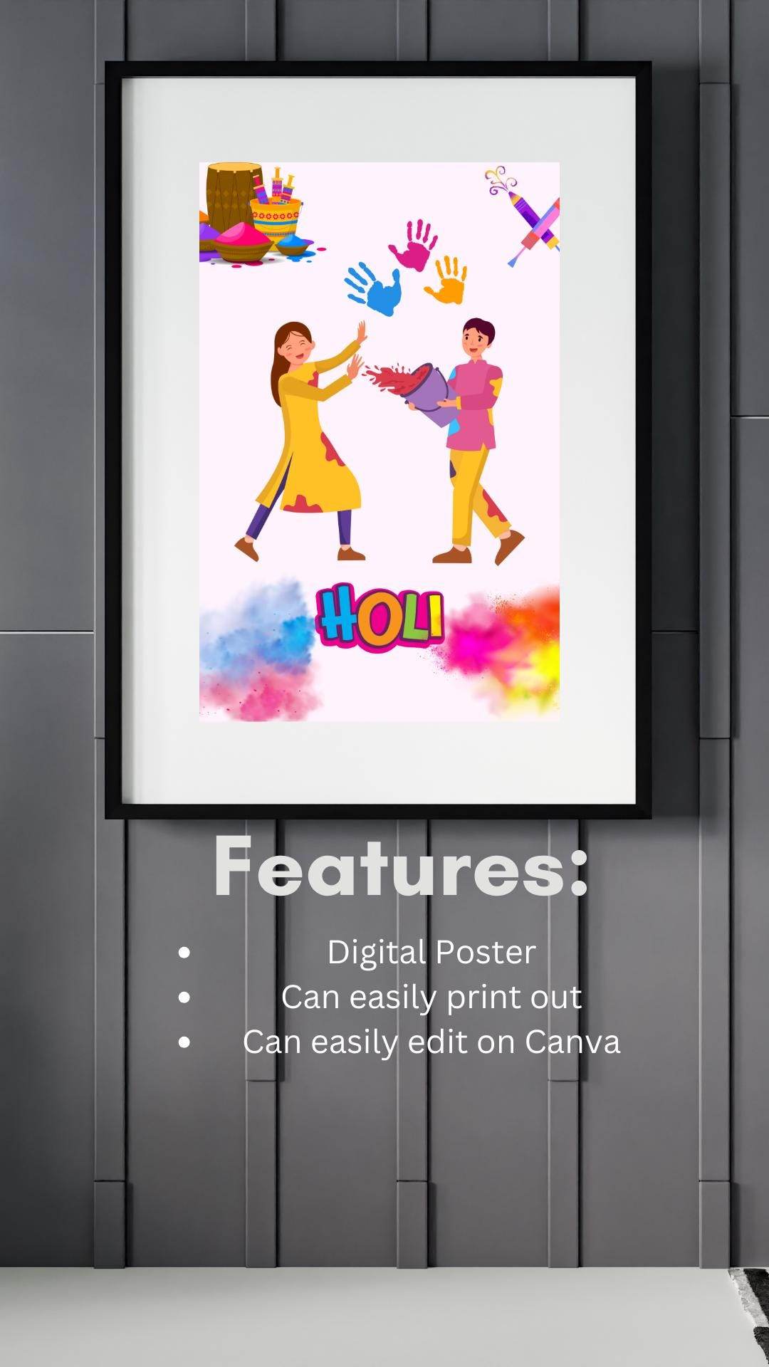 Holi Festival Digital Poster Colorful Indian Celebration Art Digital product holi-festival-digital-poster-with-print-edit-features My Store