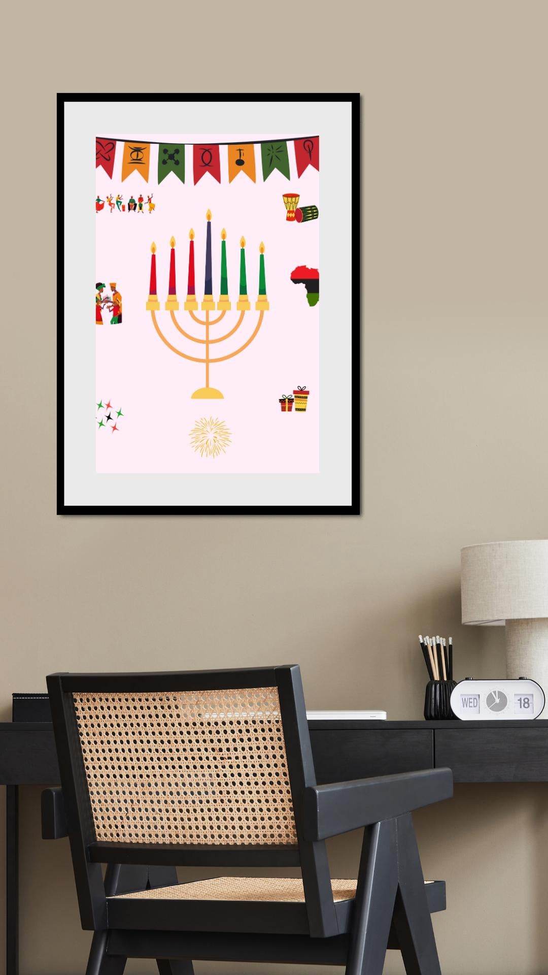 Kwanzaa Celebration Poster Digital Download Digital product kwanzaa-celebration-poster-digital-download-black-frame-desk-wall My Store