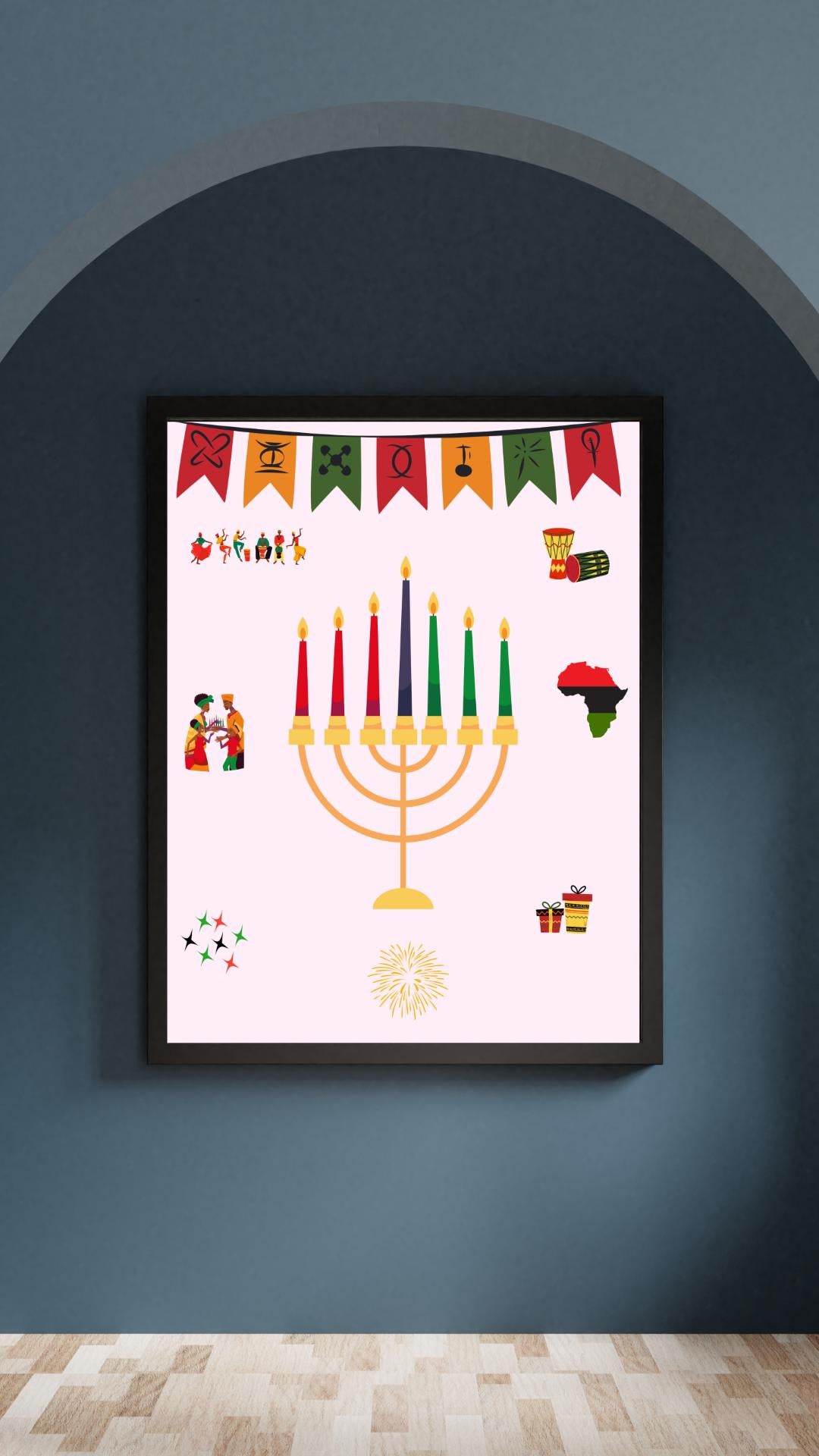 Kwanzaa Celebration Poster Digital Download Digital product kwanzaa-celebration-poster-digital-download-black-frame-wall My Store
