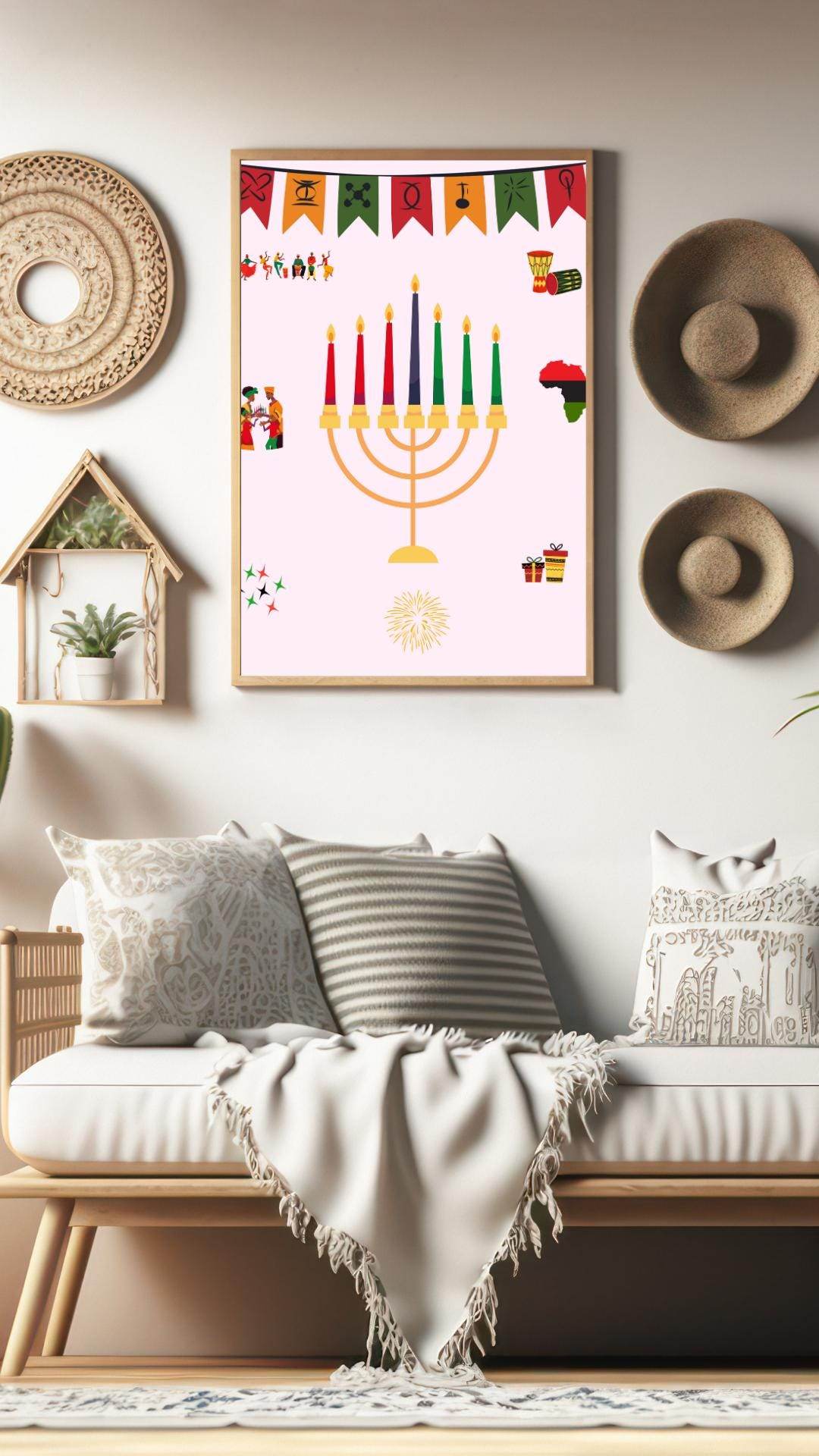 Kwanzaa Celebration Poster Digital Download Digital product kwanzaa-celebration-poster-digital-download-framed-living-room My Store