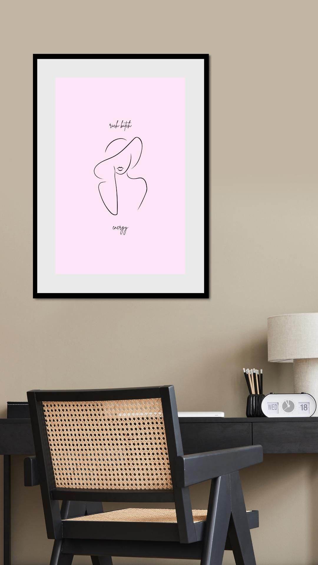Luxury Line Art Print for Women - Digital Digital product luxury-line-art-print-for-women-black-frame-office-wall-decoration My Store