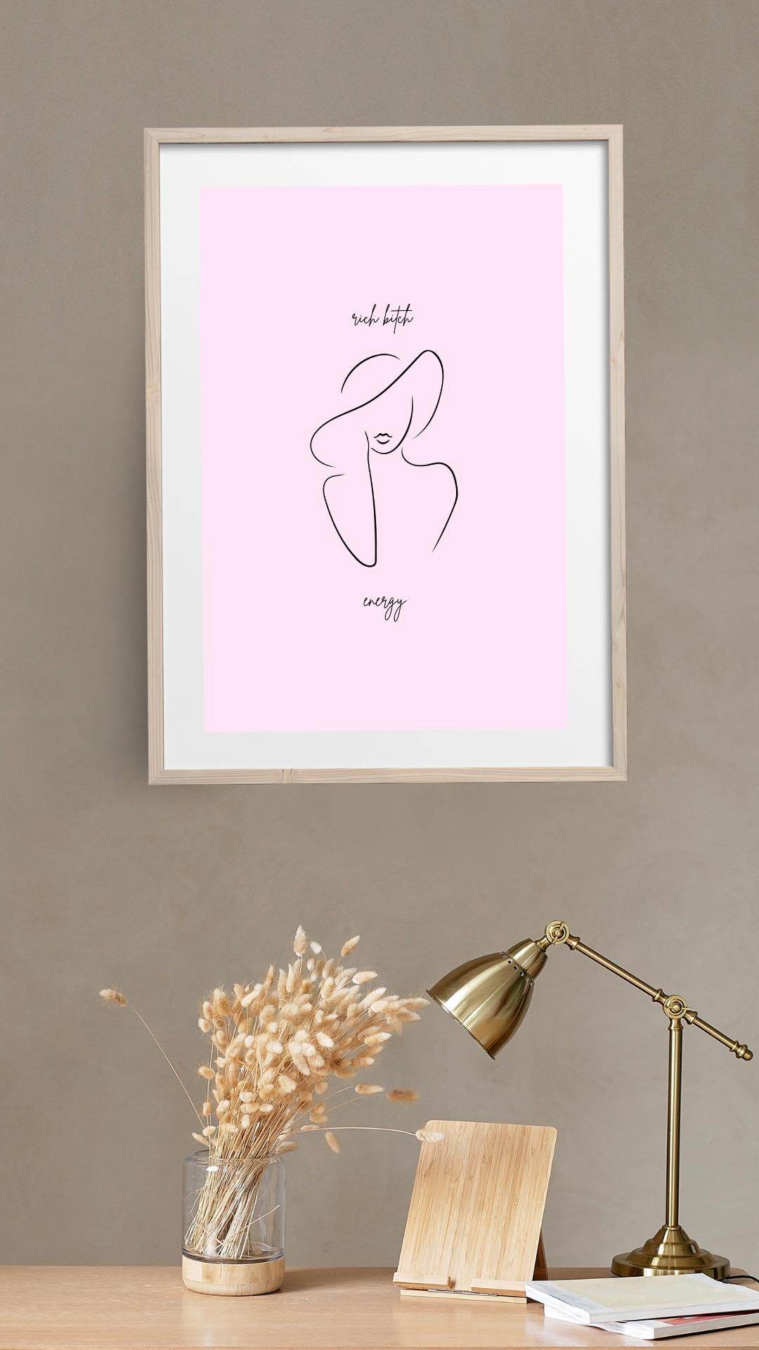 Luxury Line Art Print for Women - Digital Digital product luxury-line-art-print-for-women-framed-poster-light-wood-frame My Store