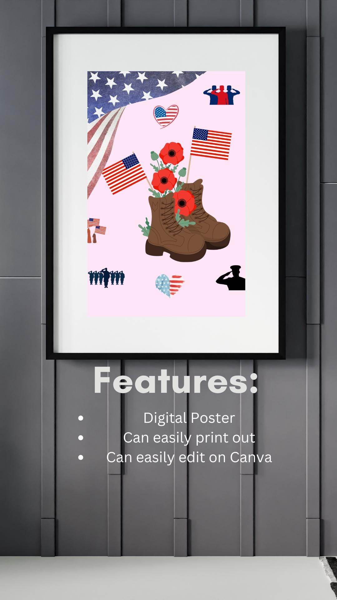 Memorial Day Printable Poster - Patriotic Digital Art Digital product memorial-day-printable-poster-features-digital-print-editable My Store