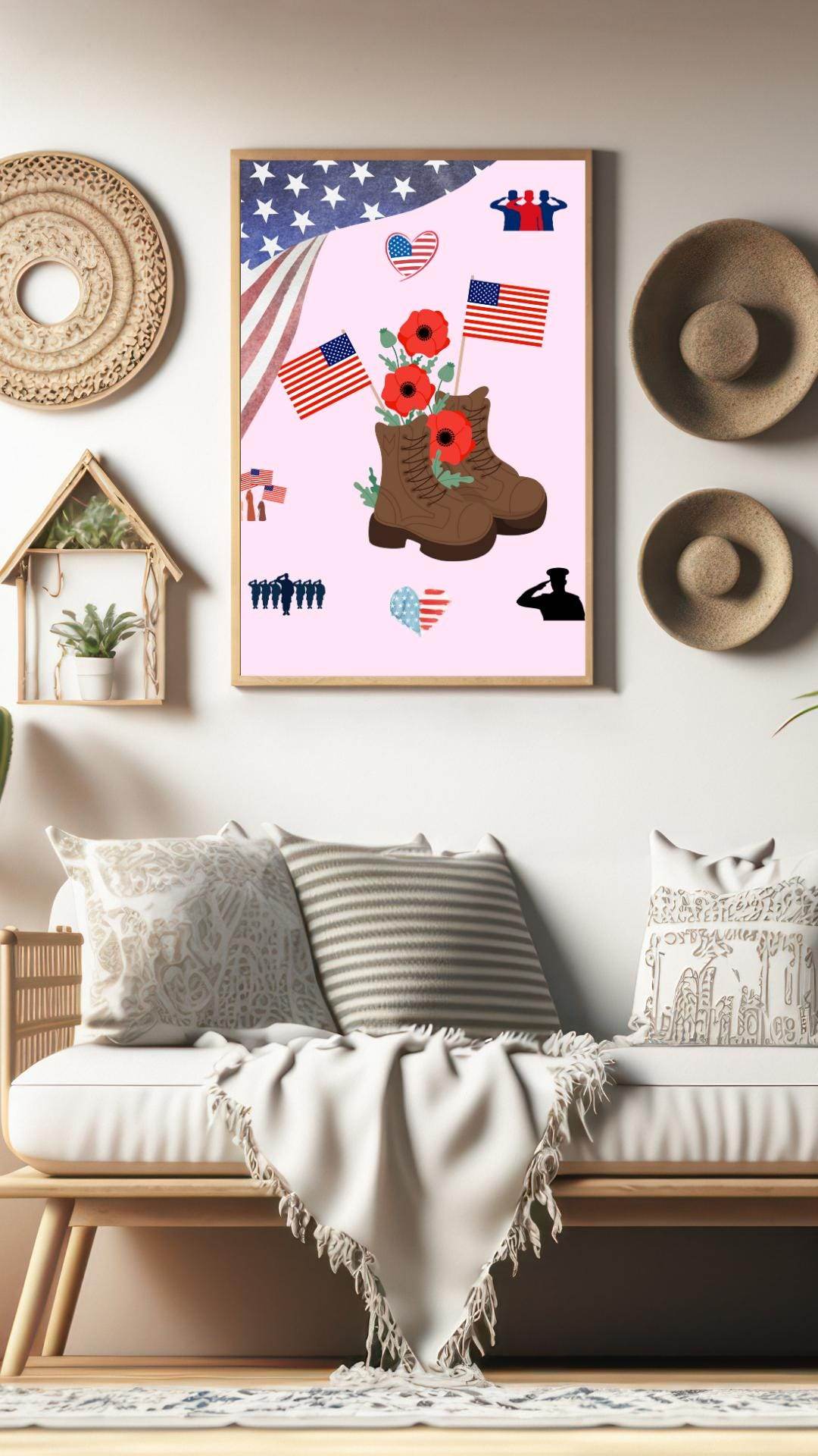 Memorial Day Printable Poster - Patriotic Digital Art Digital product memorial-day-printable-poster-living-room-decor-veteran-boots My Store
