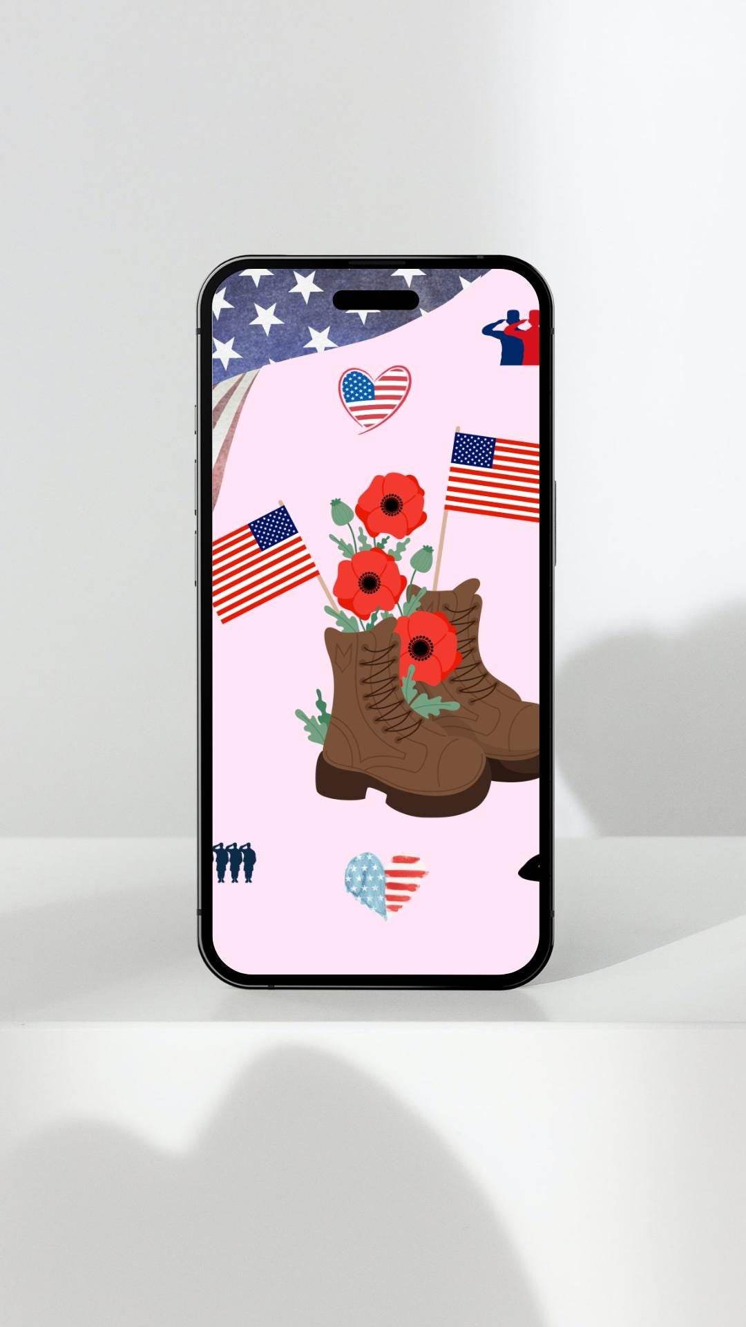 Memorial Day Printable Poster - Patriotic Digital Art Digital product memorial-day-printable-poster-mobile-screen-veteran-boots-flags My Store