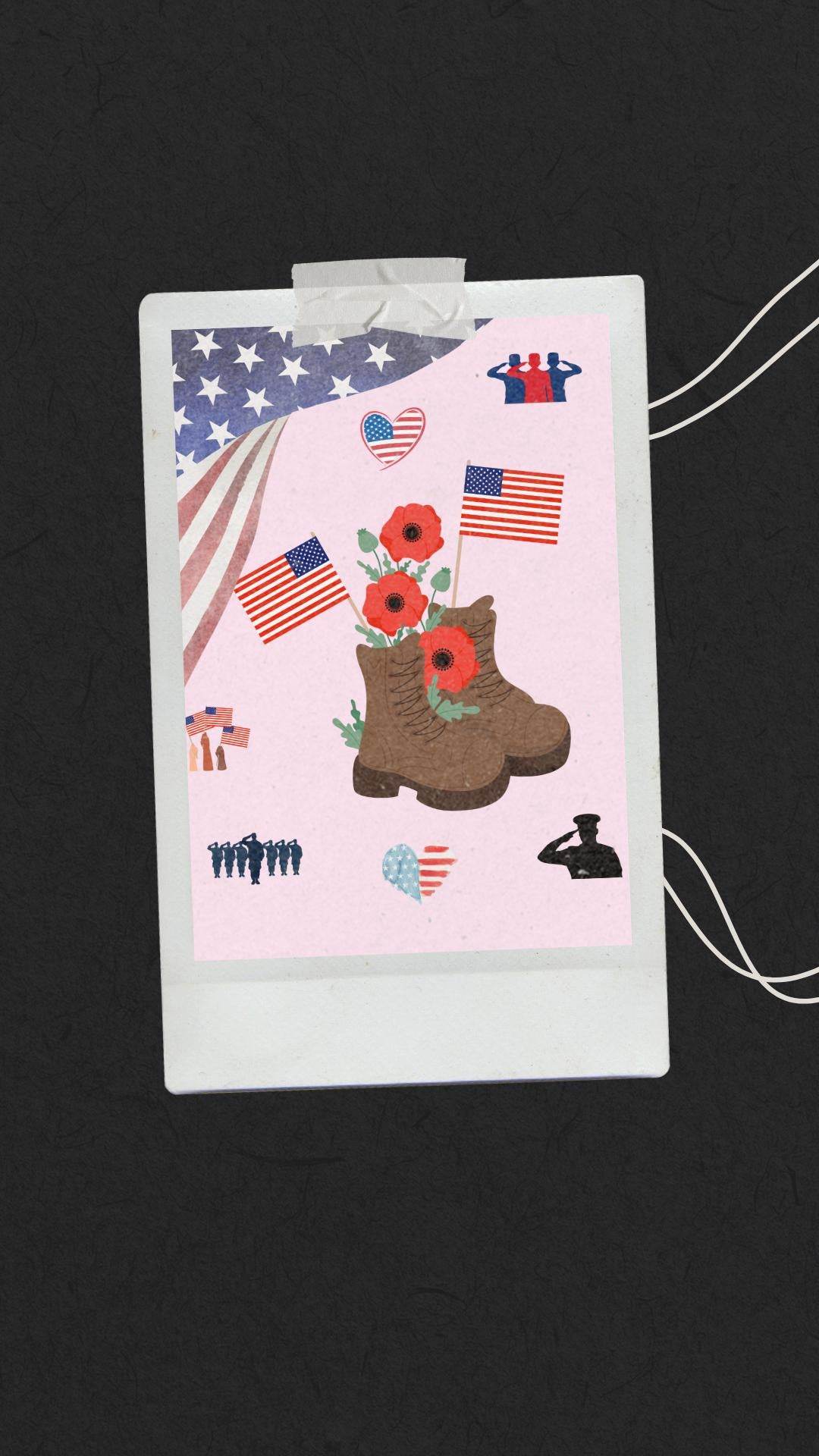 Memorial Day Printable Poster - Patriotic Digital Art Digital product memorial-day-printable-poster-polaroid-style-veteran-boots-flags My Store
