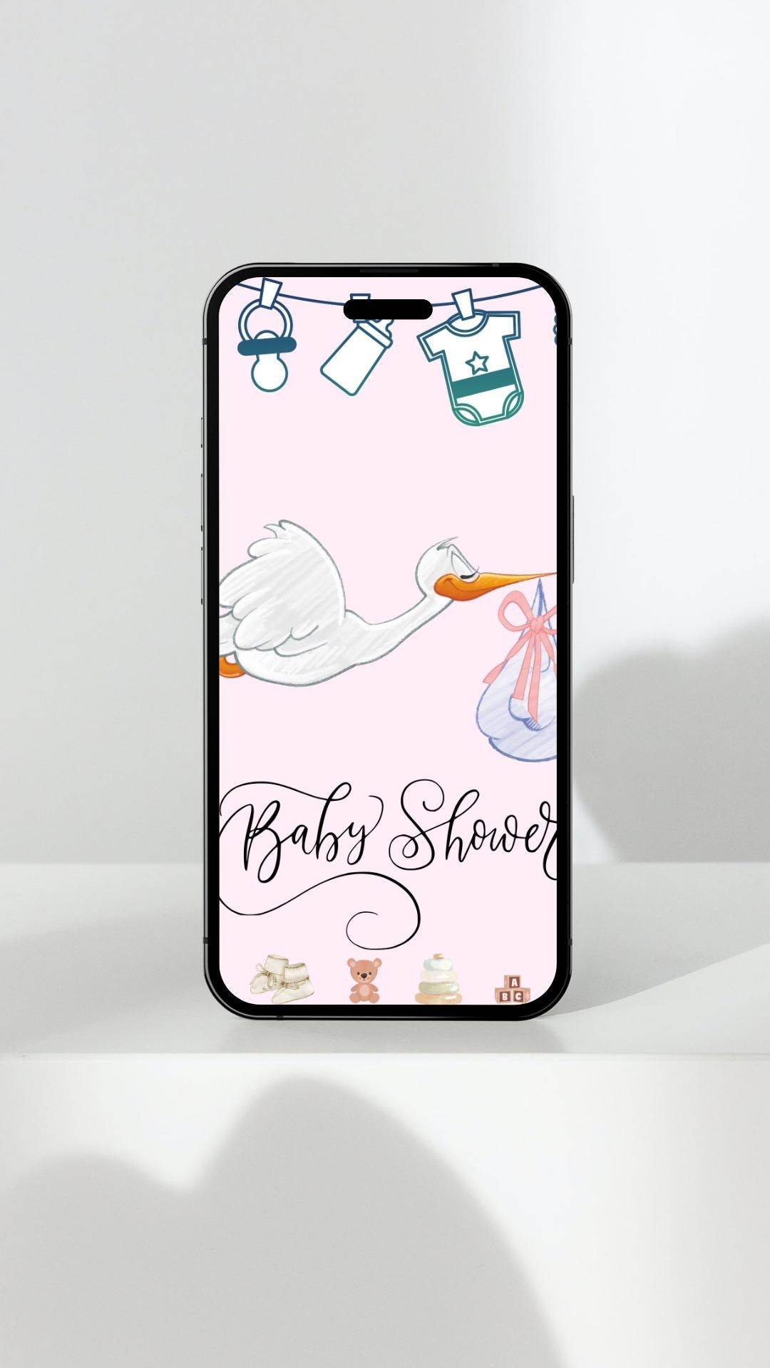 Instant Baby Shower Invitation for Girl or Boy Digital Digital product phone-display-instant-baby-shower-invitation-for-girl-or-boy My Store