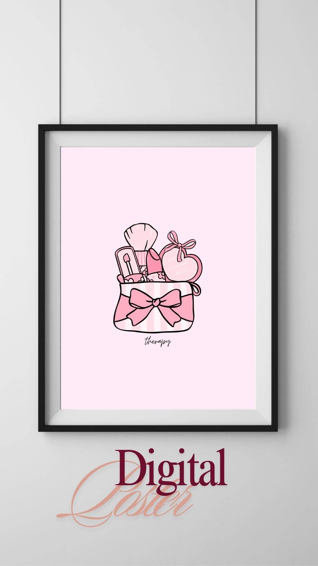 Pink Beauty Bag Printable Decor Digital Art Digital product pink-beauty-bag-printable-decor-digital-poster-minimal My Store