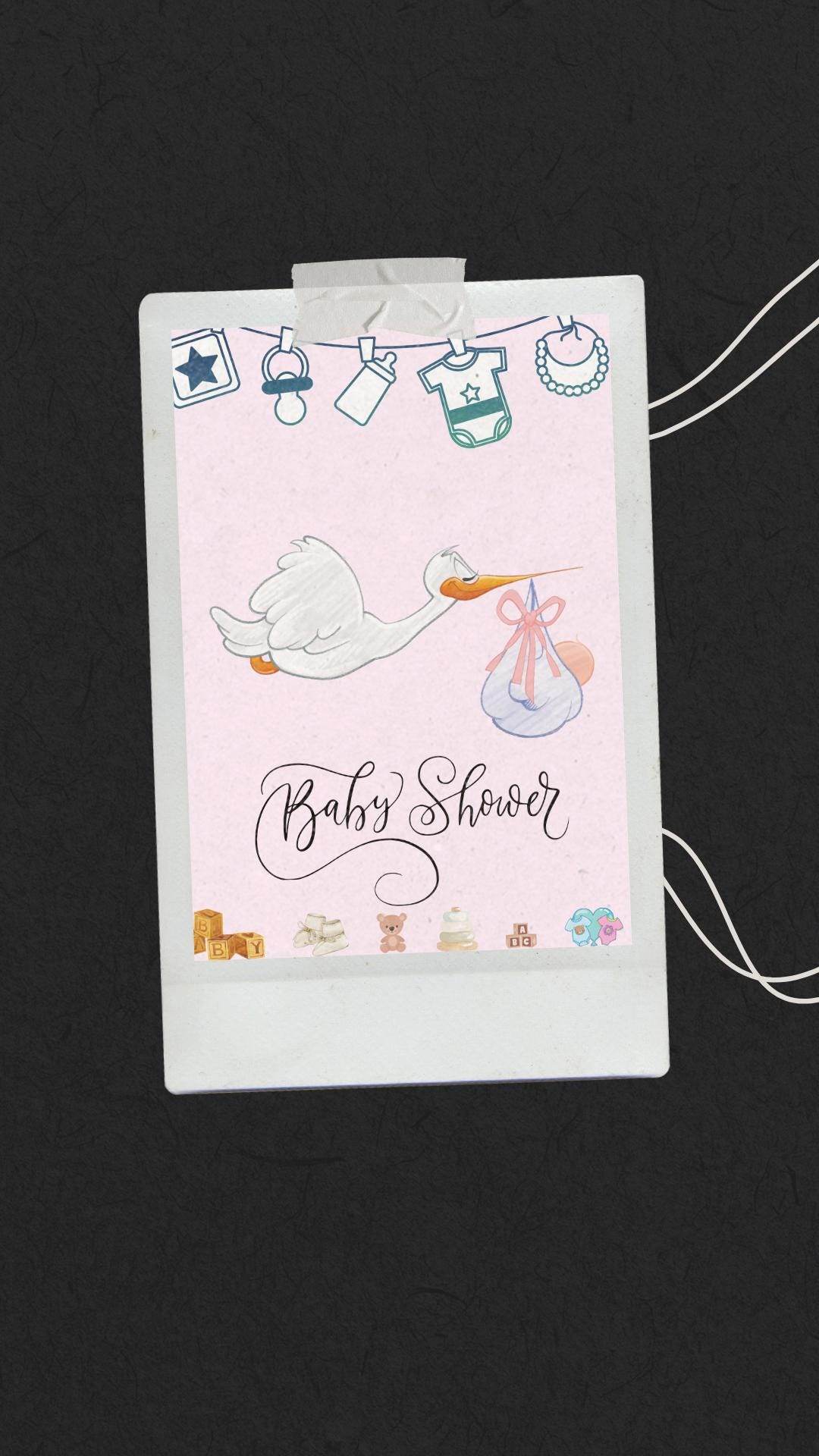 Instant Baby Shower Invitation for Girl or Boy Digital Digital product polaroid-instant-baby-shower-invitation-for-girl-or-boy-stork-design My Store