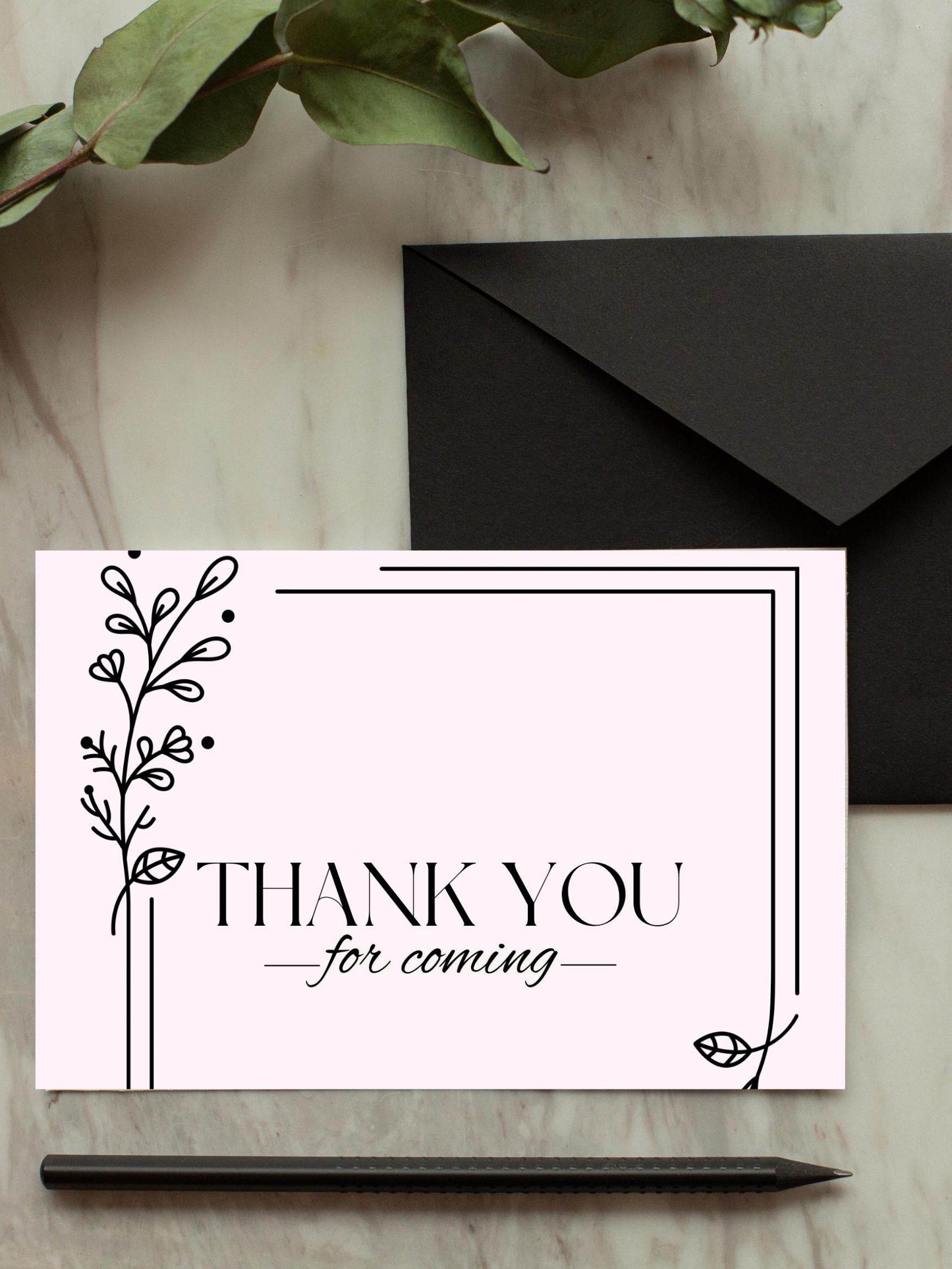 Printable Thank You Card Instant Download - Elegant Design Digital product printable-thank-you-card-instant-download-black-envelope-marble My Store