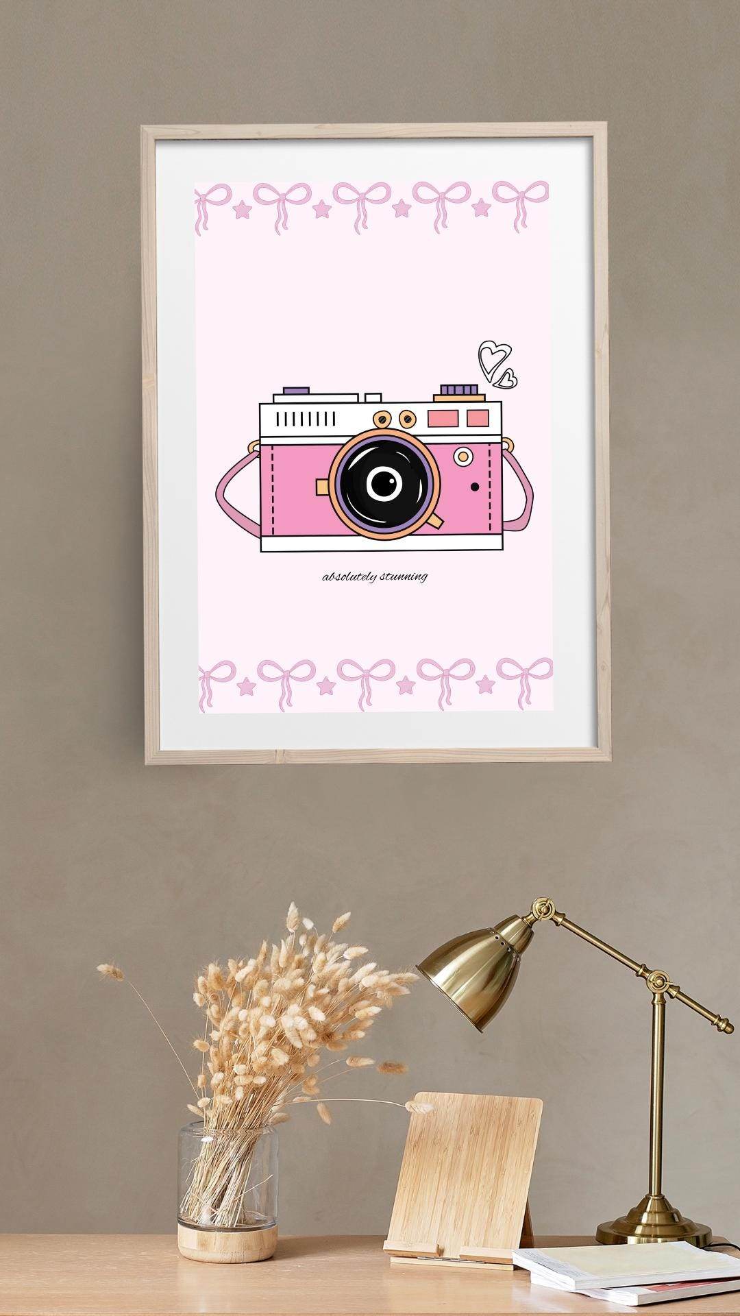 Pink Aesthetic Camera Poster Digital Download Digital product shopify-pink-aesthetic-camera-poster-wooden-frame-wall My Store