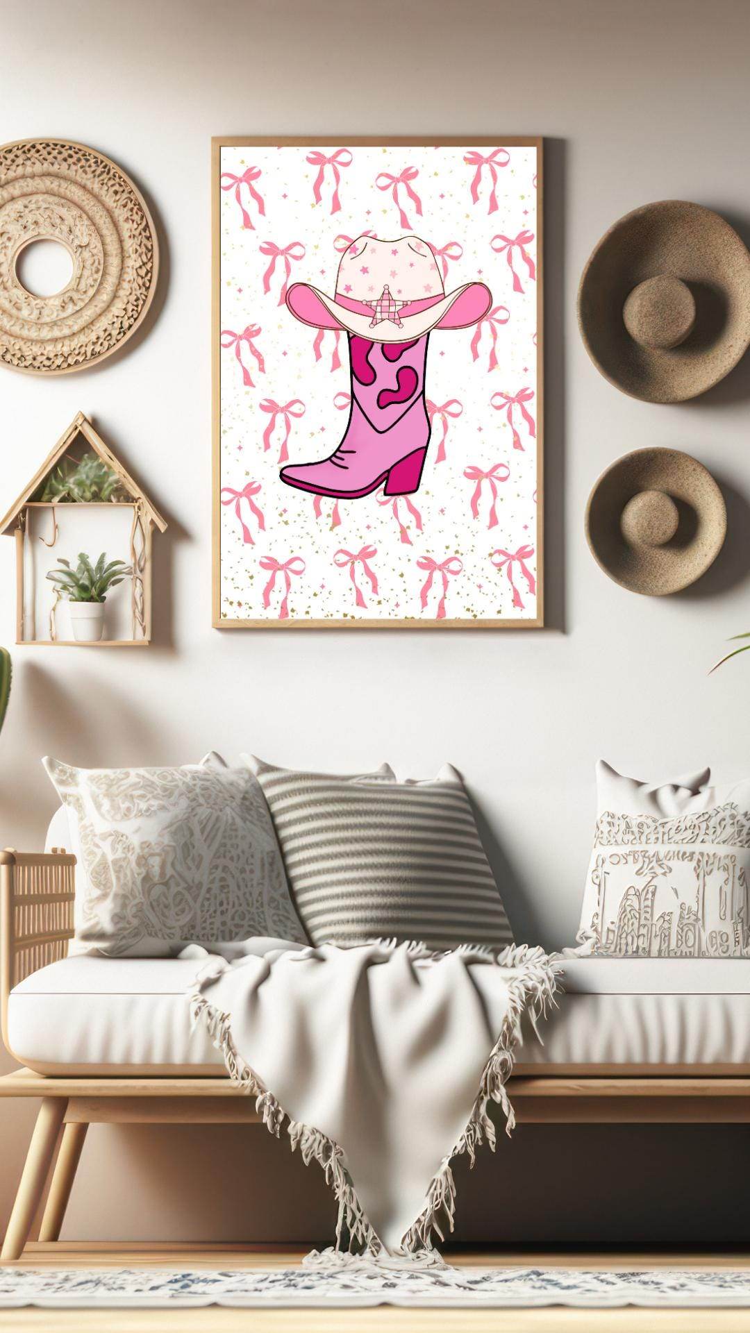 Pink Cowgirl Wall Art Digital Download Digital product vendor-pink-cowgirl-wall-art-framed-print-decor-living-room My Store