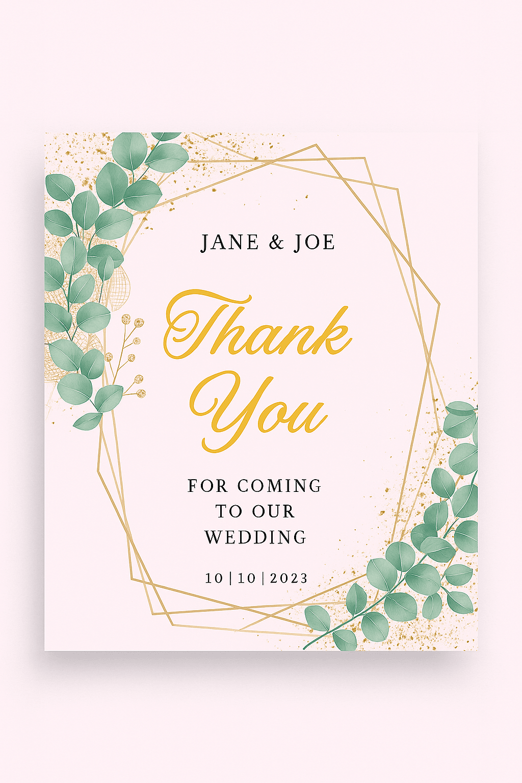 Wedding Thank You Card Digital Download - Editable Digital product wedding-thank-you-card-digital-download-geometric-frame-eucalyptus My Store