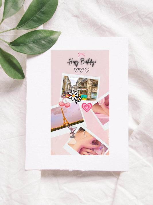 Aesthetic Birthday Instagram Story Template Digital product aesthetic-birthday-instagram-story-template-pink-photo-collage-leaves-background My Store