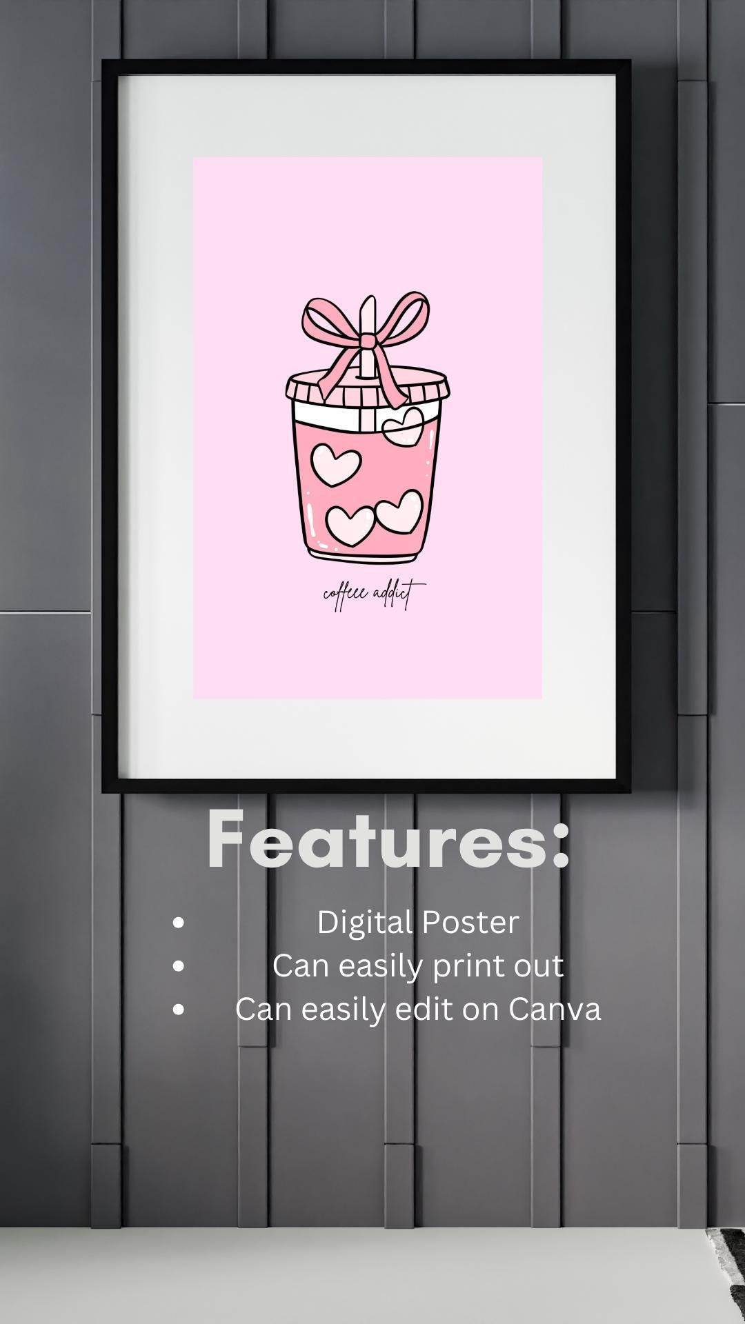 Aesthetic Coffee Wall Art Digital Download Digital product aesthetic-coffee-wall-art-digital-download-framed-poster-on-grey-wall My Store
