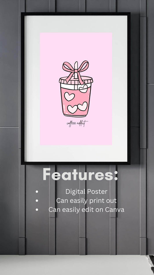 Aesthetic Coffee Wall Art Digital Download Digital product aesthetic-coffee-wall-art-digital-download-framed-poster-on-grey-wall My Store