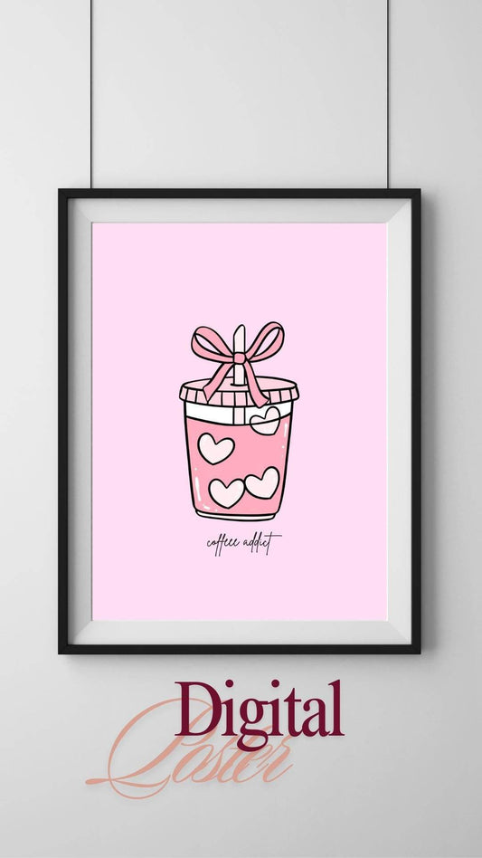 Aesthetic Coffee Wall Art Digital Download Digital product aesthetic-coffee-wall-art-digital-download-pink-coffee-cup-frame My Store