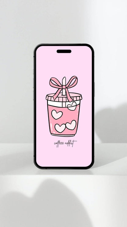 Aesthetic Coffee Wall Art Digital Download Digital product aesthetic-coffee-wall-art-digital-download-pink-coffee-cup-phone-screen My Store
