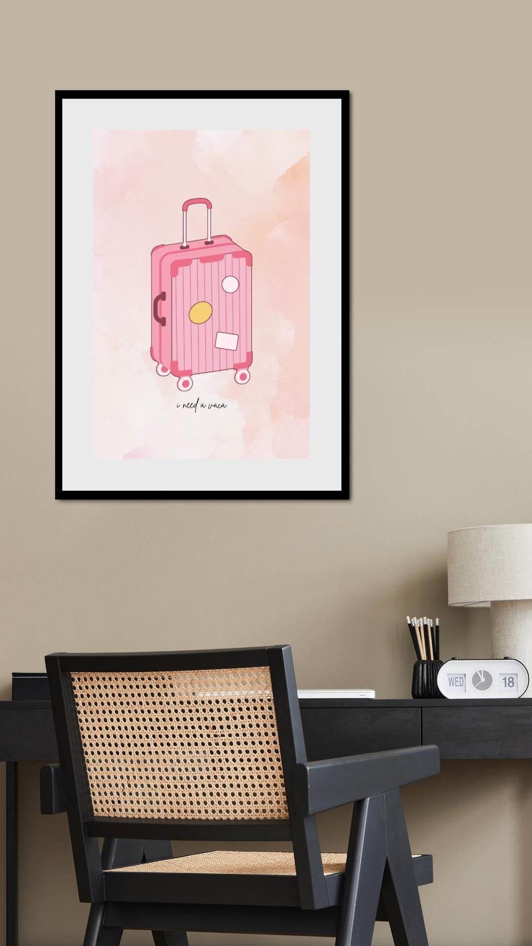 Aesthetic Digital Travel Poster Download Digital product aesthetic-digital-travel-poster-download-black-frame-on-beige-wall My Store